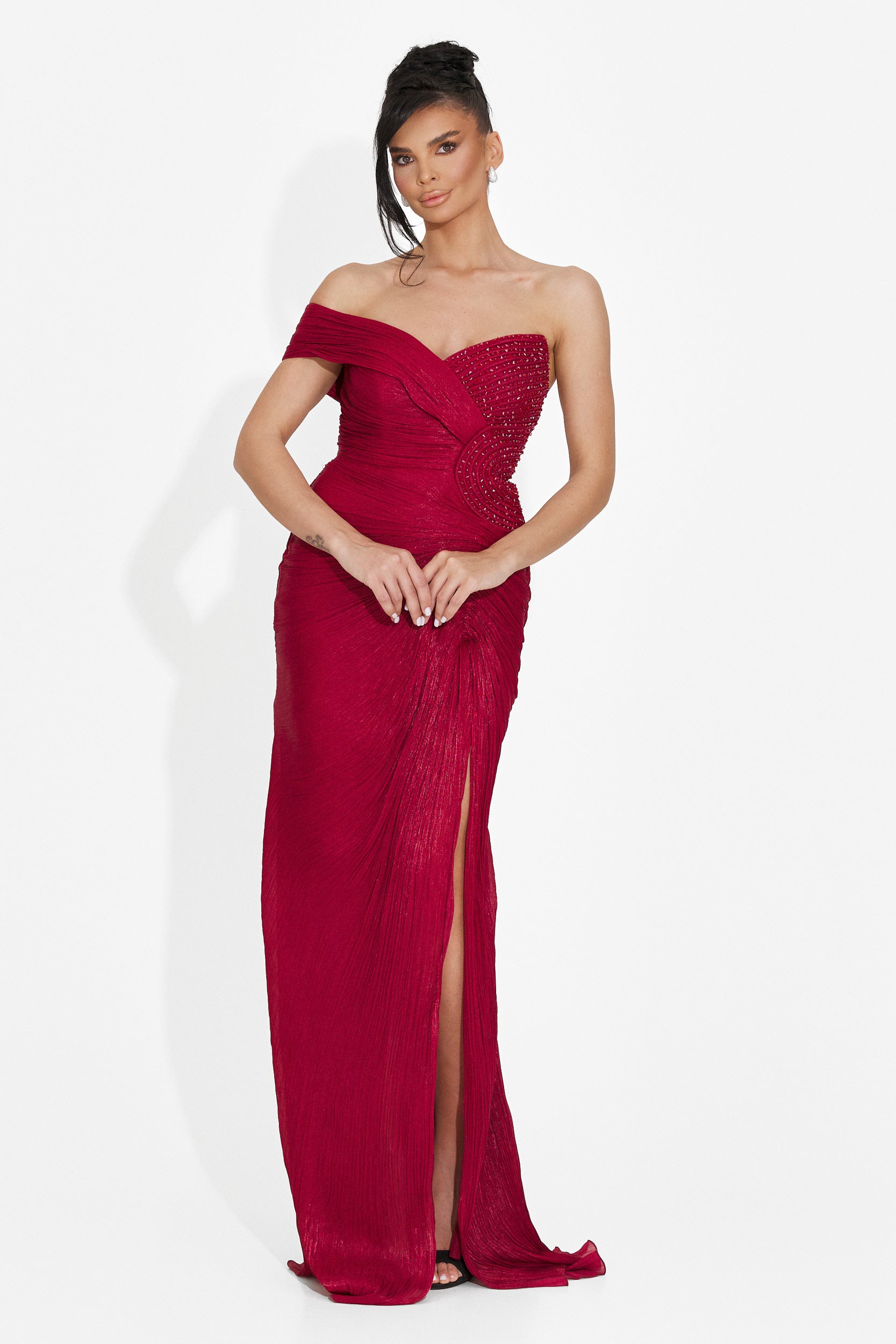 Rochie dama lunga burgundy Anevia Bogas