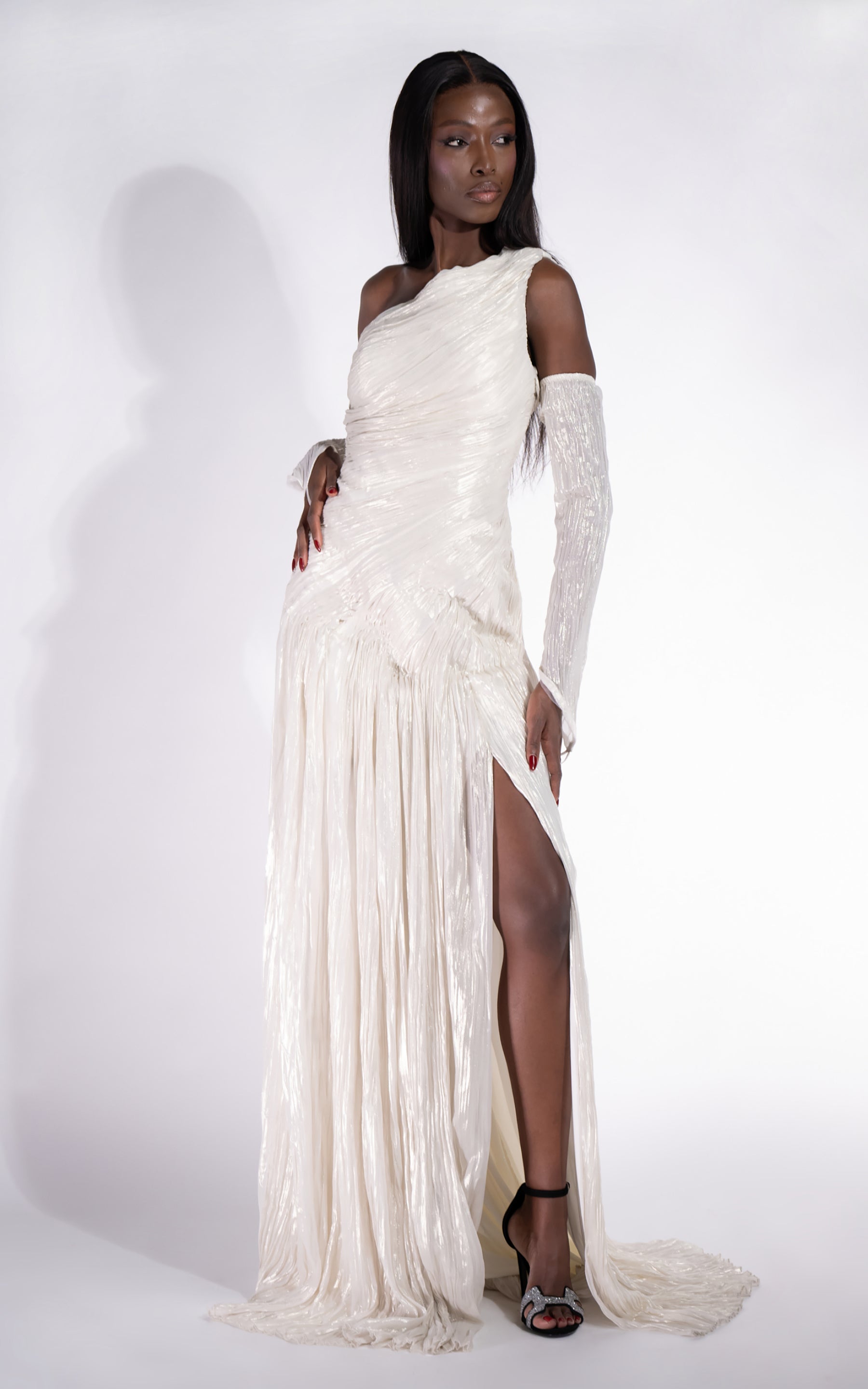 Abito lungo da donna color crema Penye Bogas