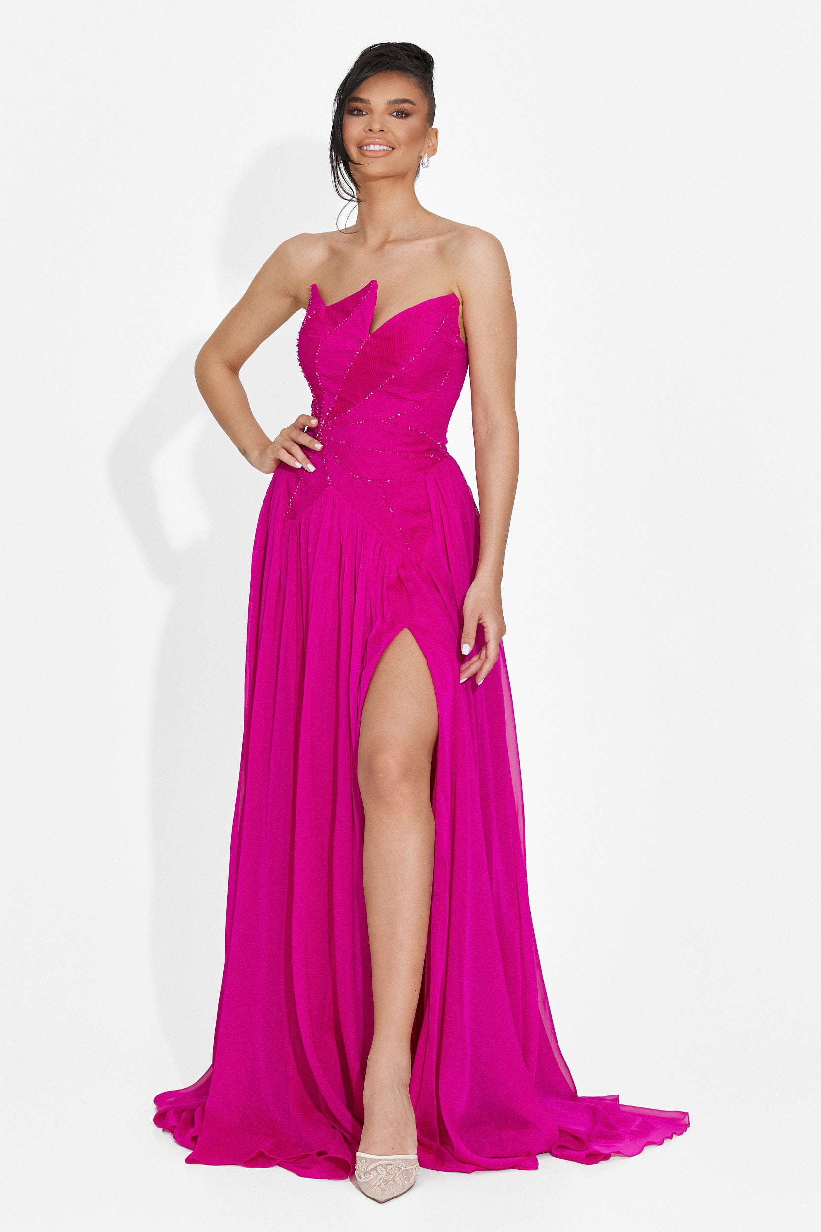 Lungo Vestito Fucsia da Donna di Anaika Bogas