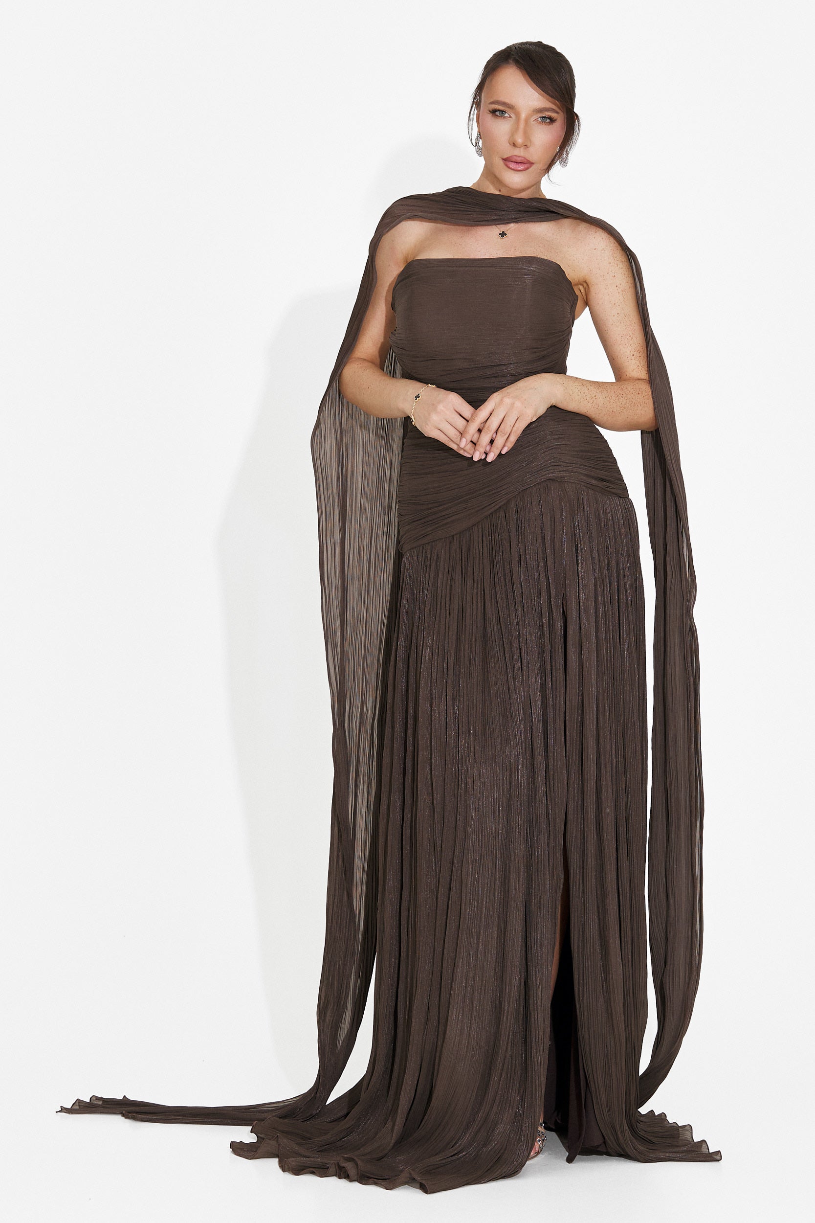 Rochie dama lunga maro Gabielia Bogas