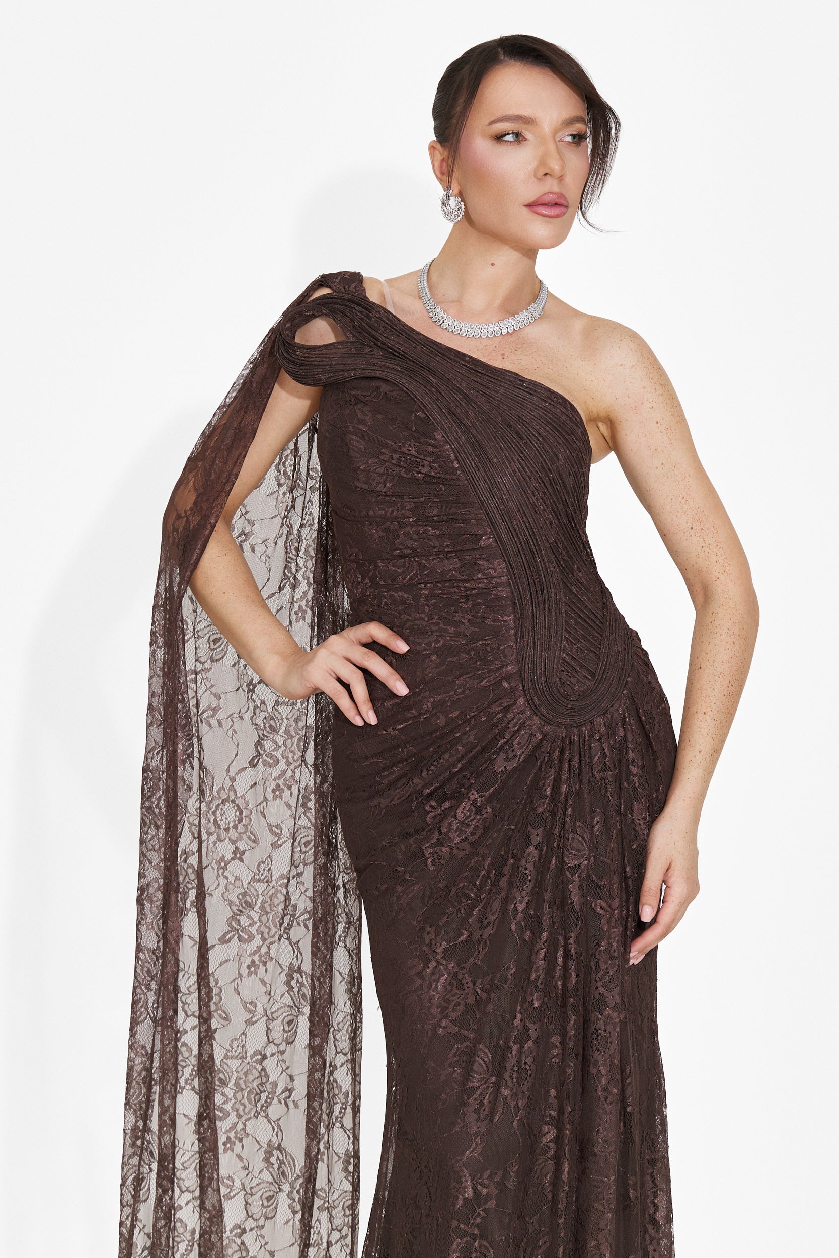 Lungo Vestito Marrone da Donna di Heliena Bogas