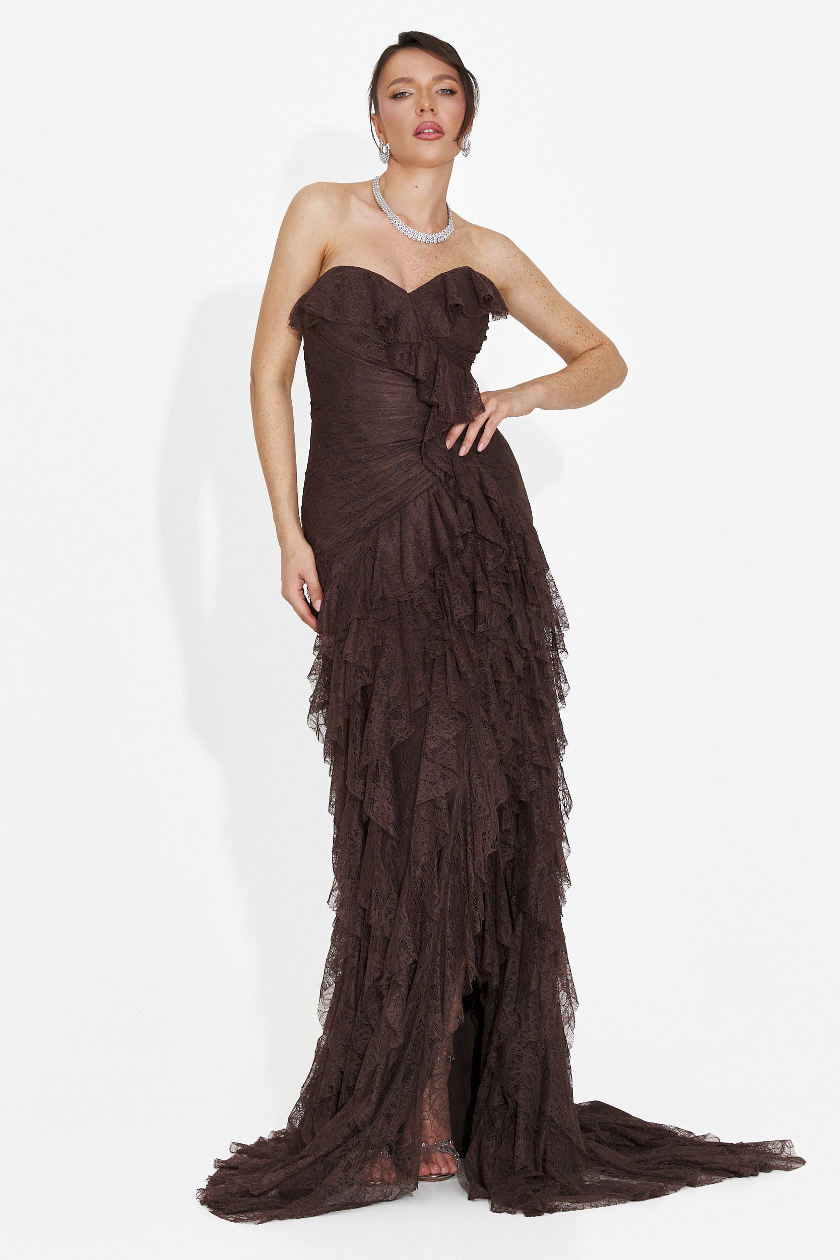 Lungo Vestito Marrone da Donna di Jesya Bogas