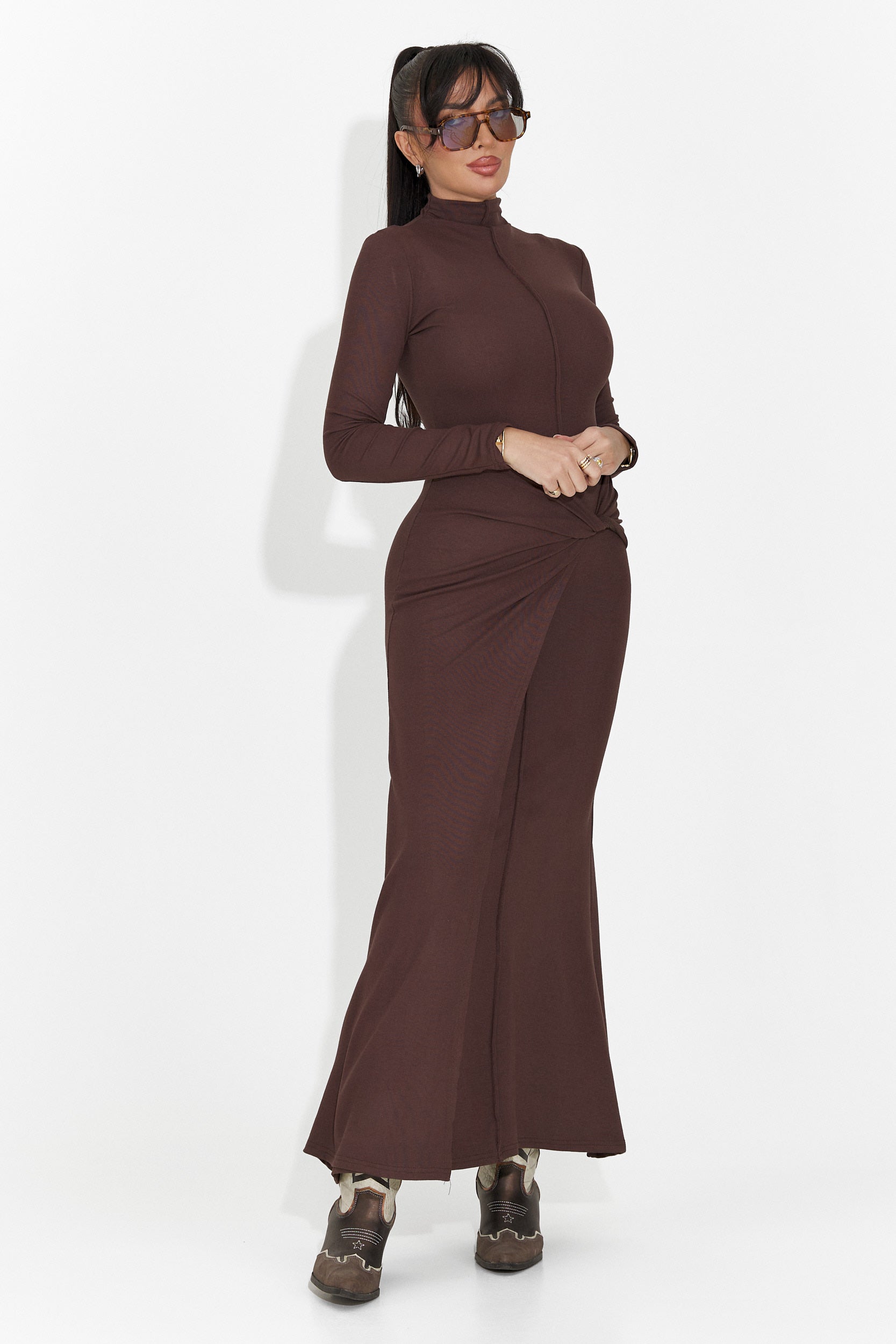 Abito Lungo Marrone da Donna di Sharita Bogas