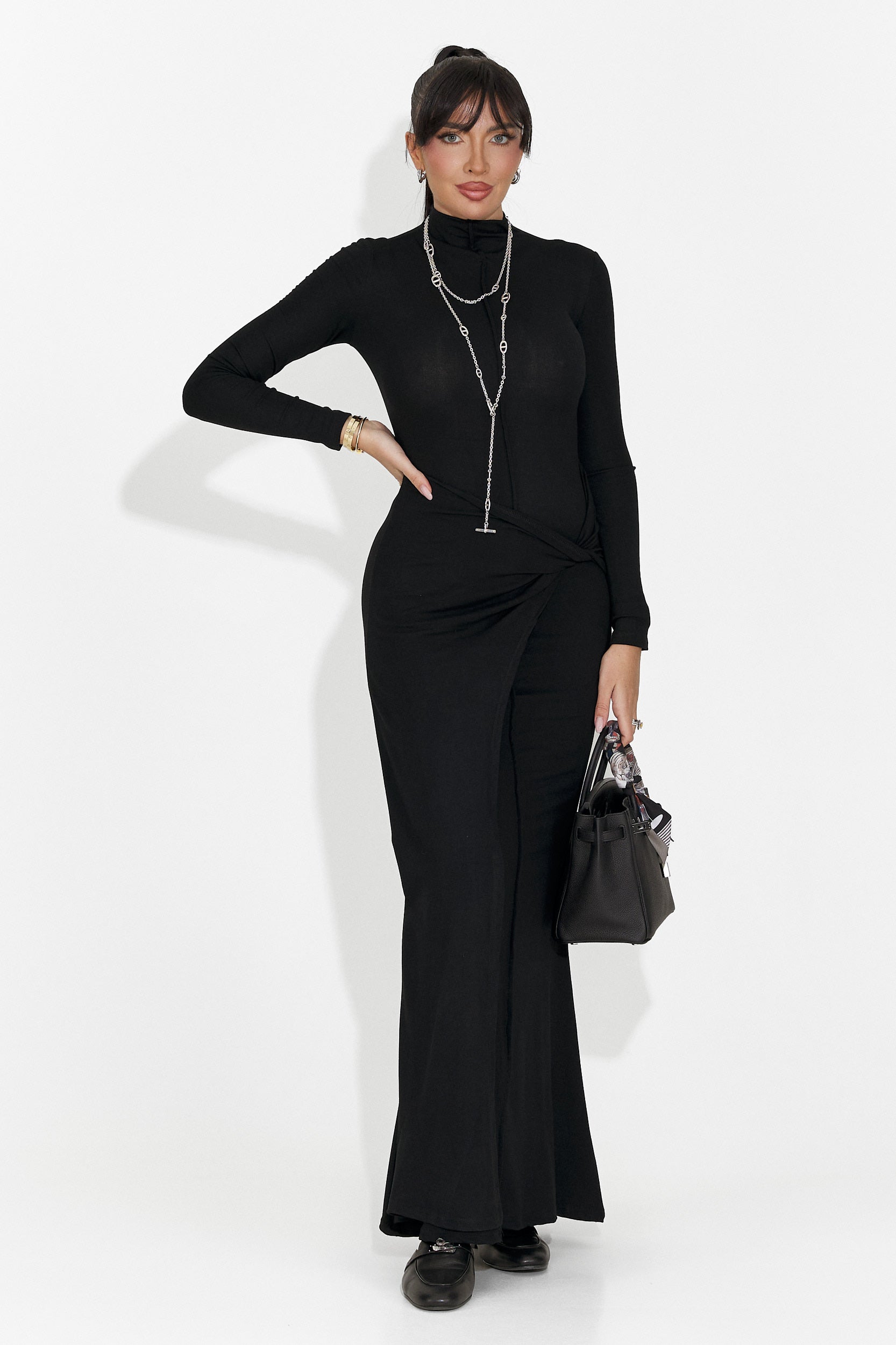 Lungo Vestito Nero da Donna di Sharita Bogas