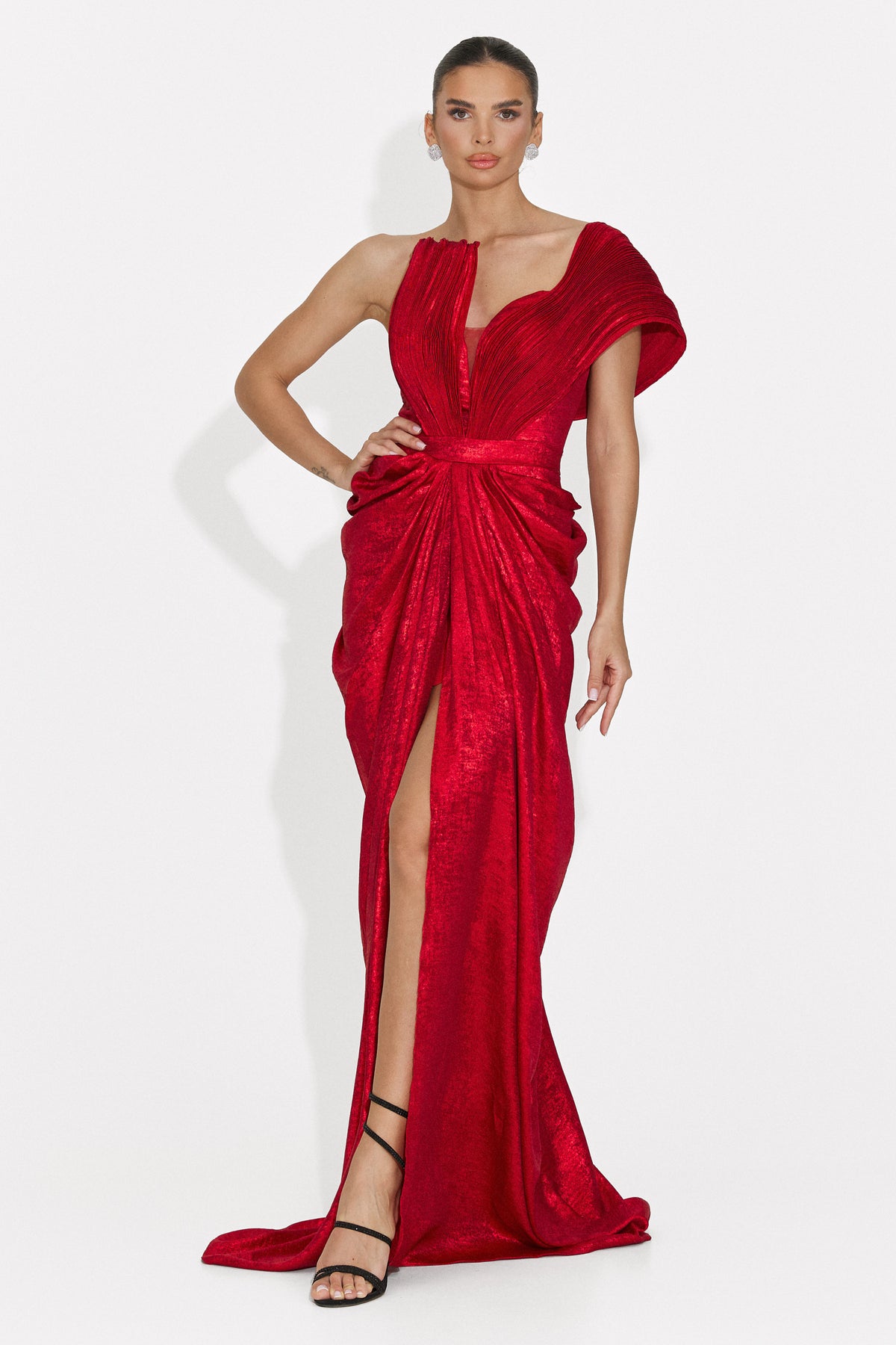 Abito lungo da donna rosso Becker Bogas, immagine 2 di 8
