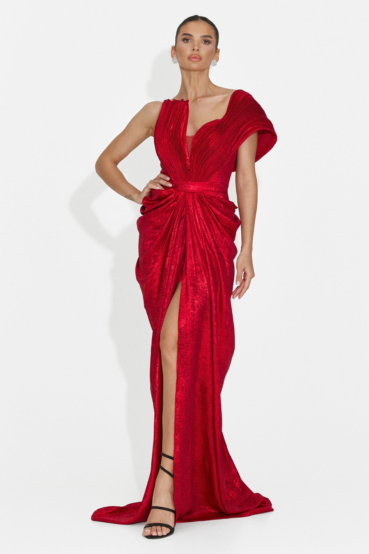 Abito lungo da donna rosso Becker Bogas, immagine 4 di 8