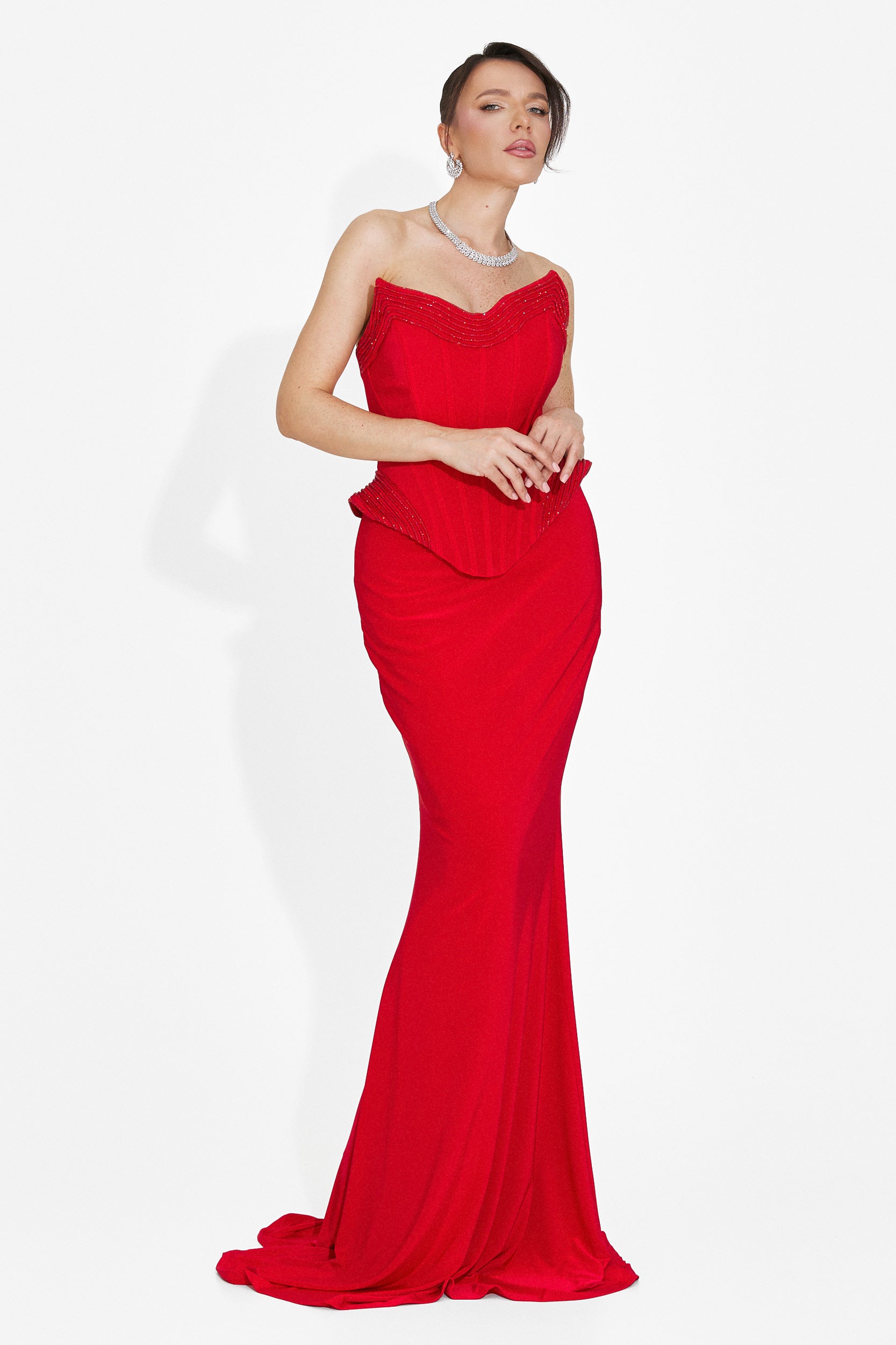 Lungo Vestito Rosso di Caylei Bogas per Donne