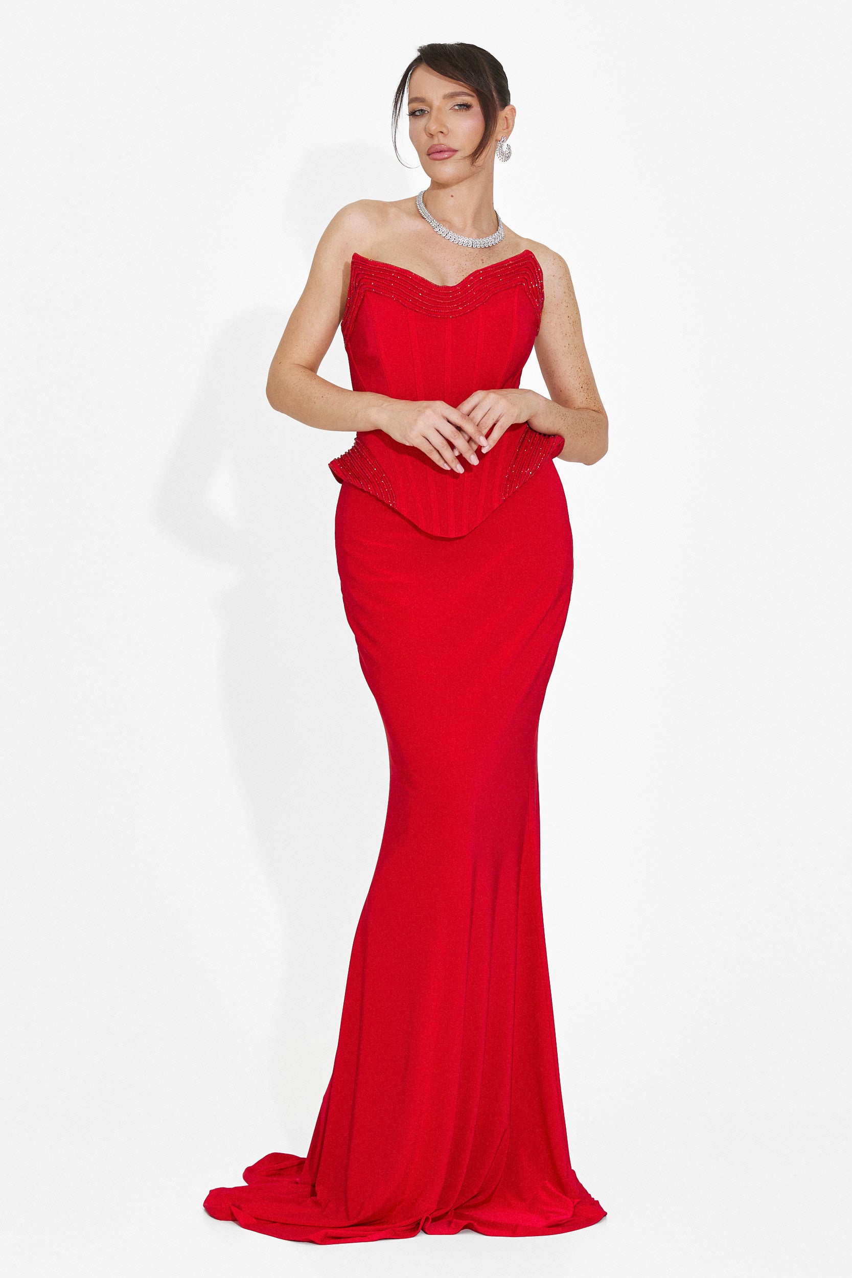 Lungo Vestito Rosso di Caylei Bogas per Donne