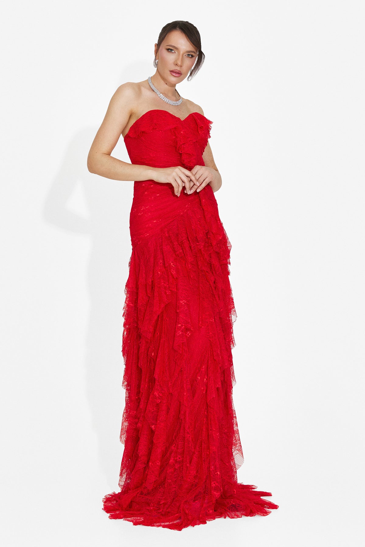 Abito da donna lungo rosso Jesya Bogas, immagine 2 di 7