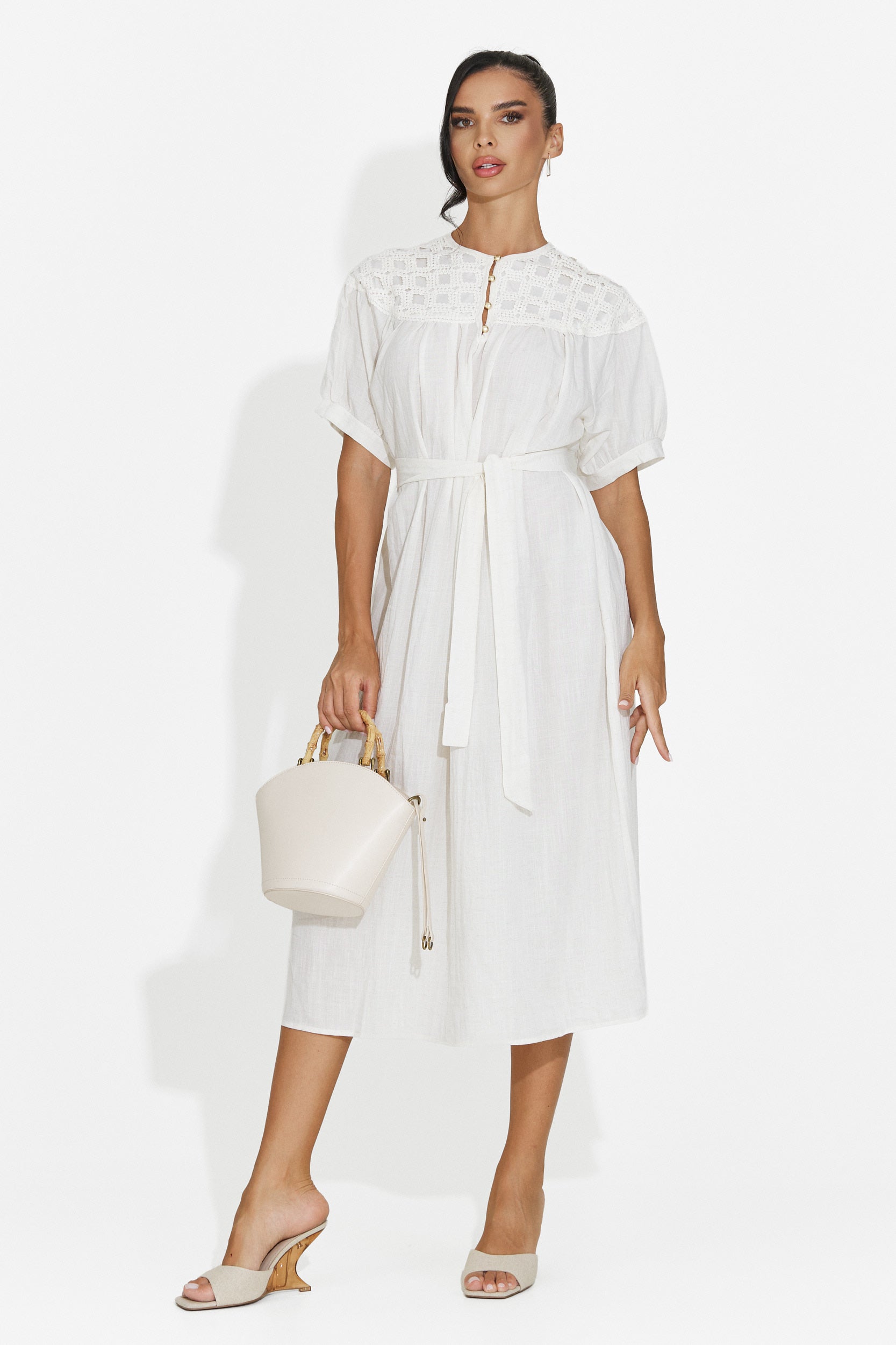 Abito donna midi bianco Olema Bogas
