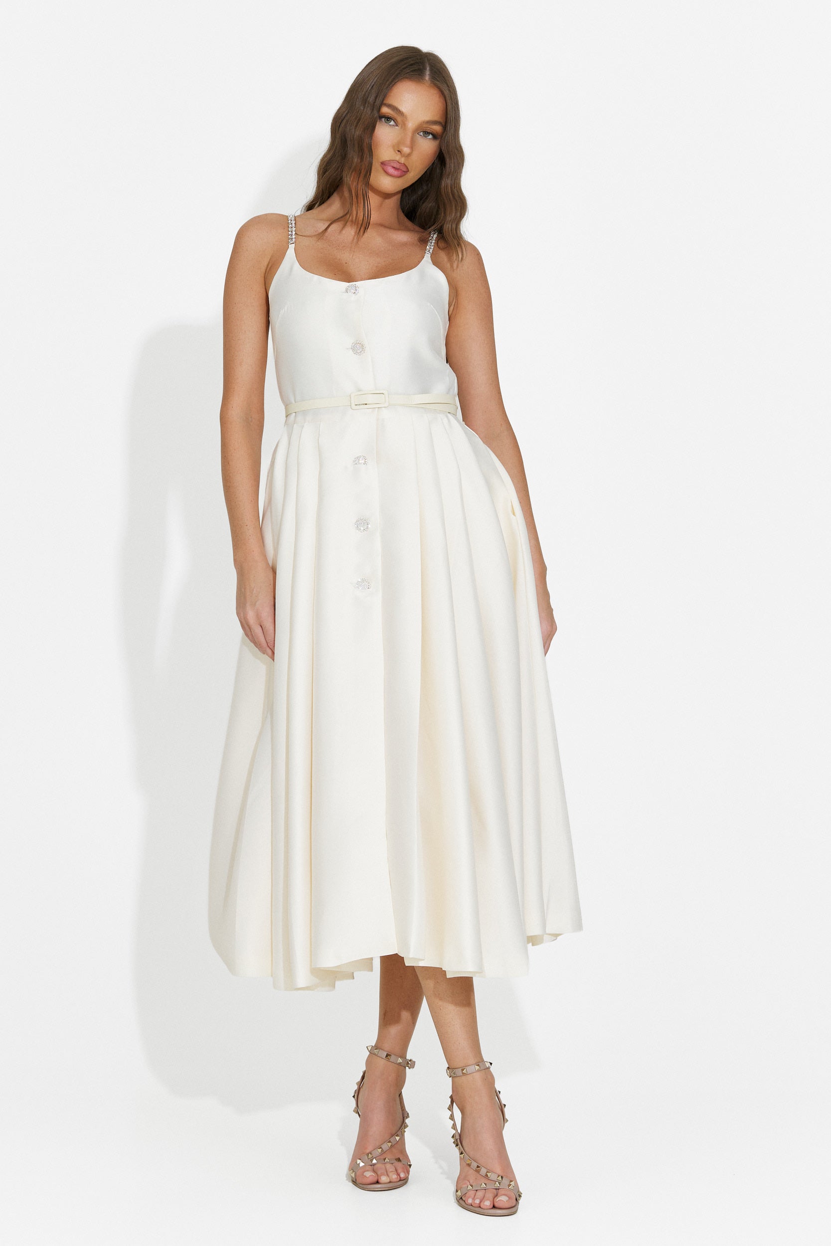 Vestito donna midi beige Florinela Bogas