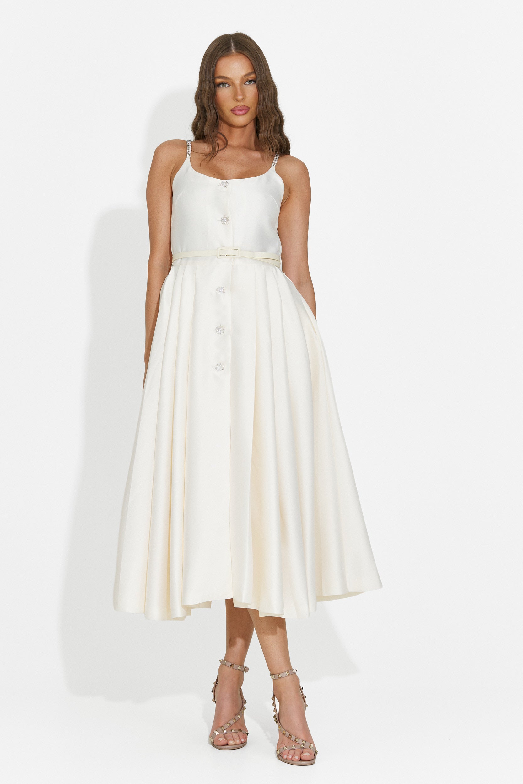 Vestito donna midi beige Florinela Bogas