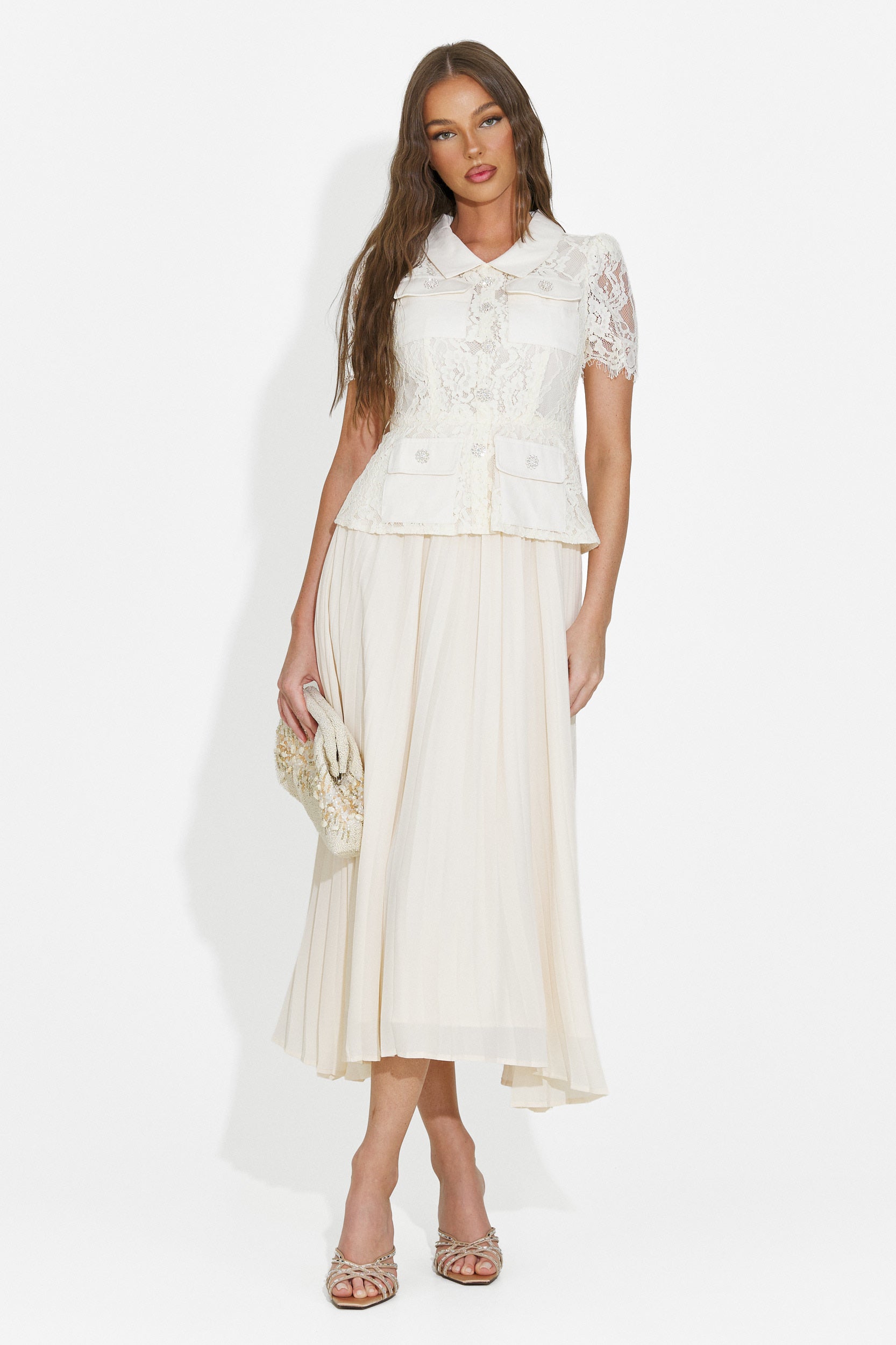 Vestito donna midi beige Sicosa Bogas