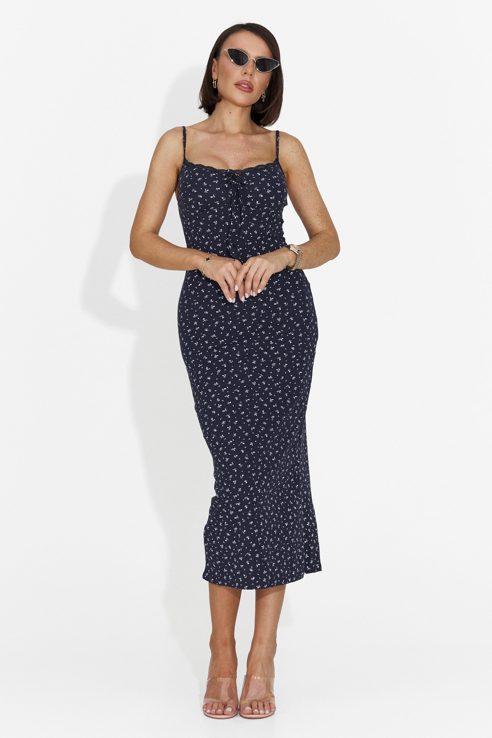 Abito Midi Blu Navy Anamia Bogas per Donne