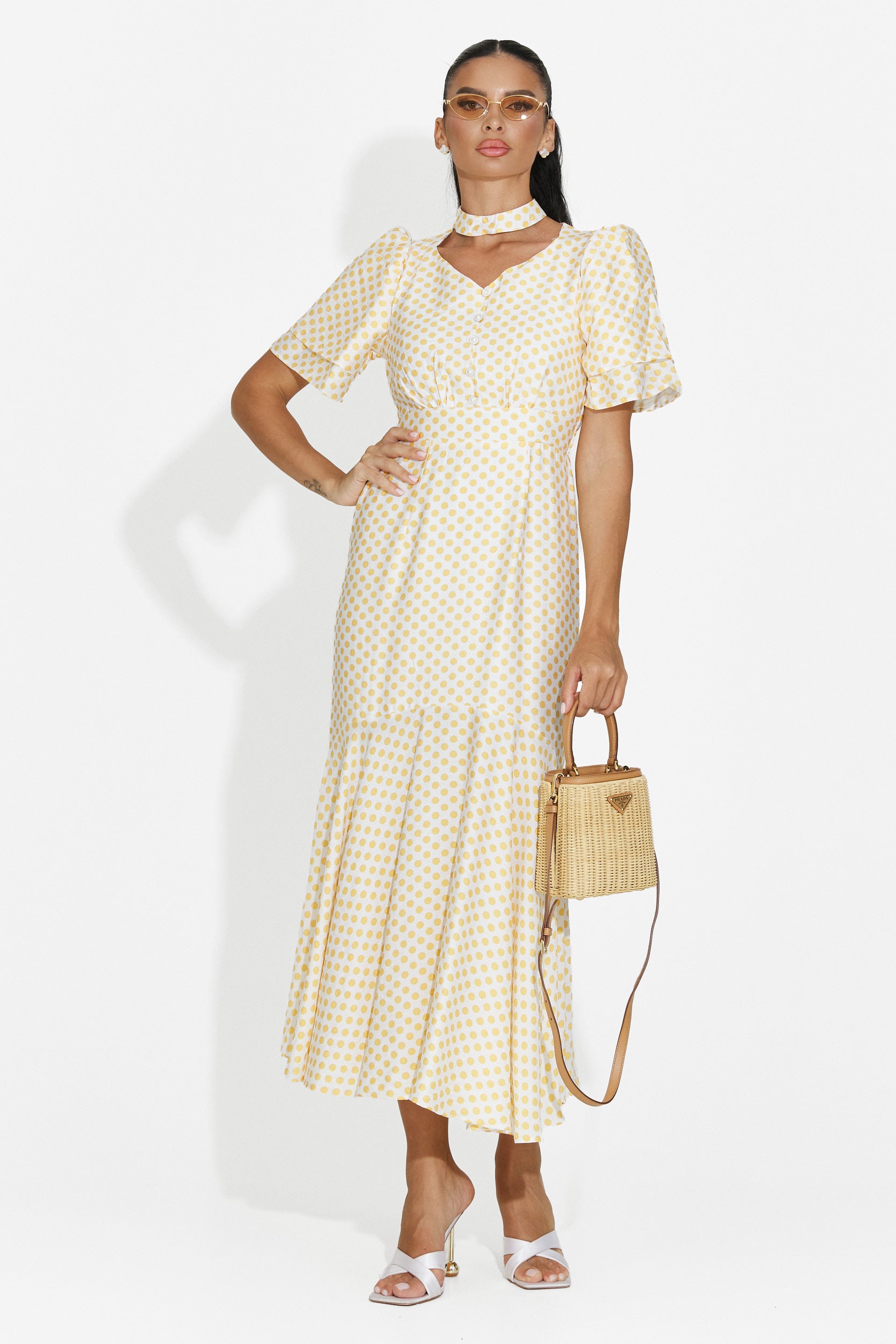 Abito donna midi giallo Antoneia Bogas