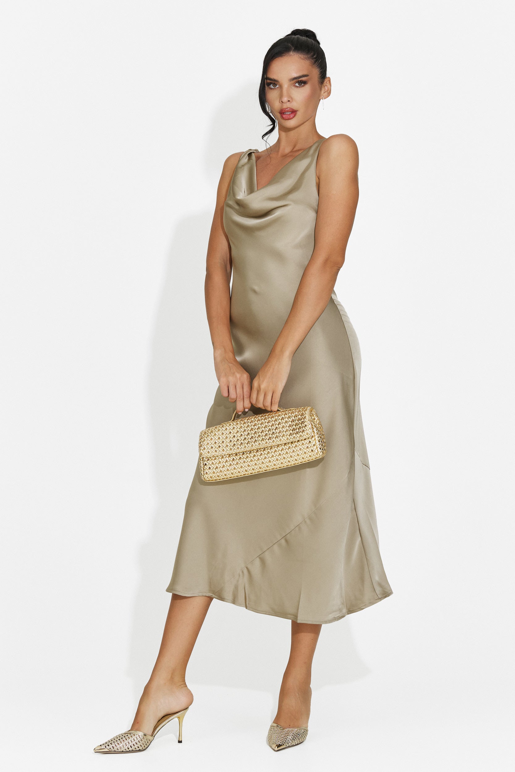 Abito donna midi greige Aliria Bogas