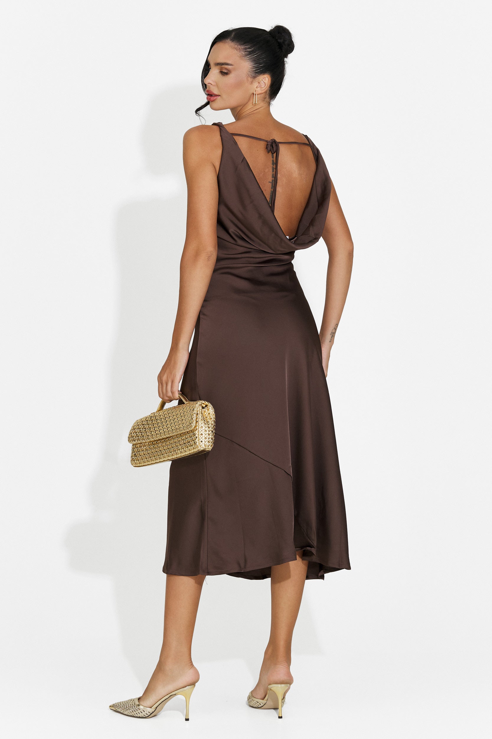 Abito donna midi marrone Aliria Bogas