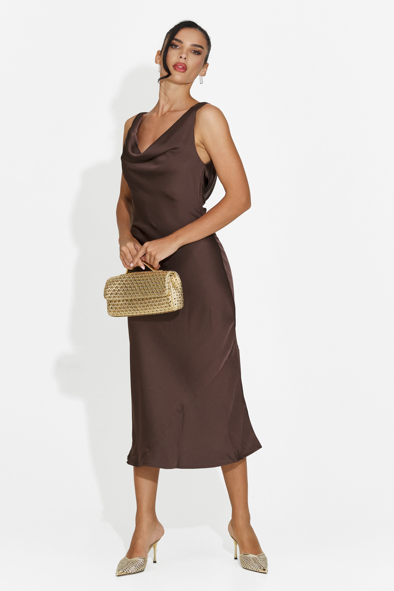 Abito donna midi marrone Aliria Bogas