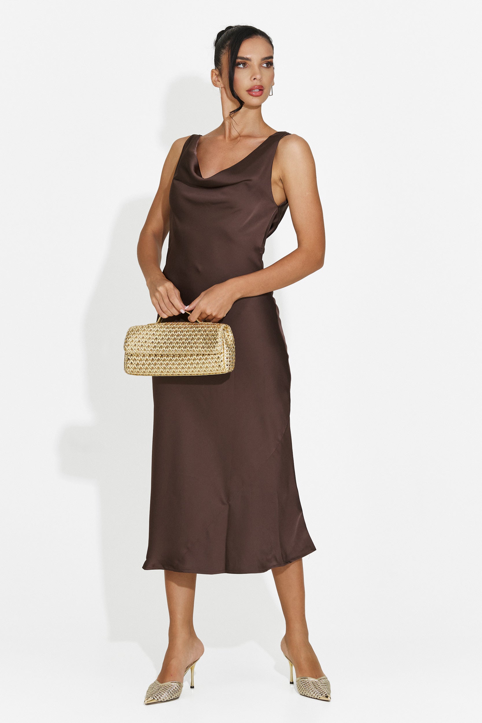Abito donna midi marrone Aliria Bogas