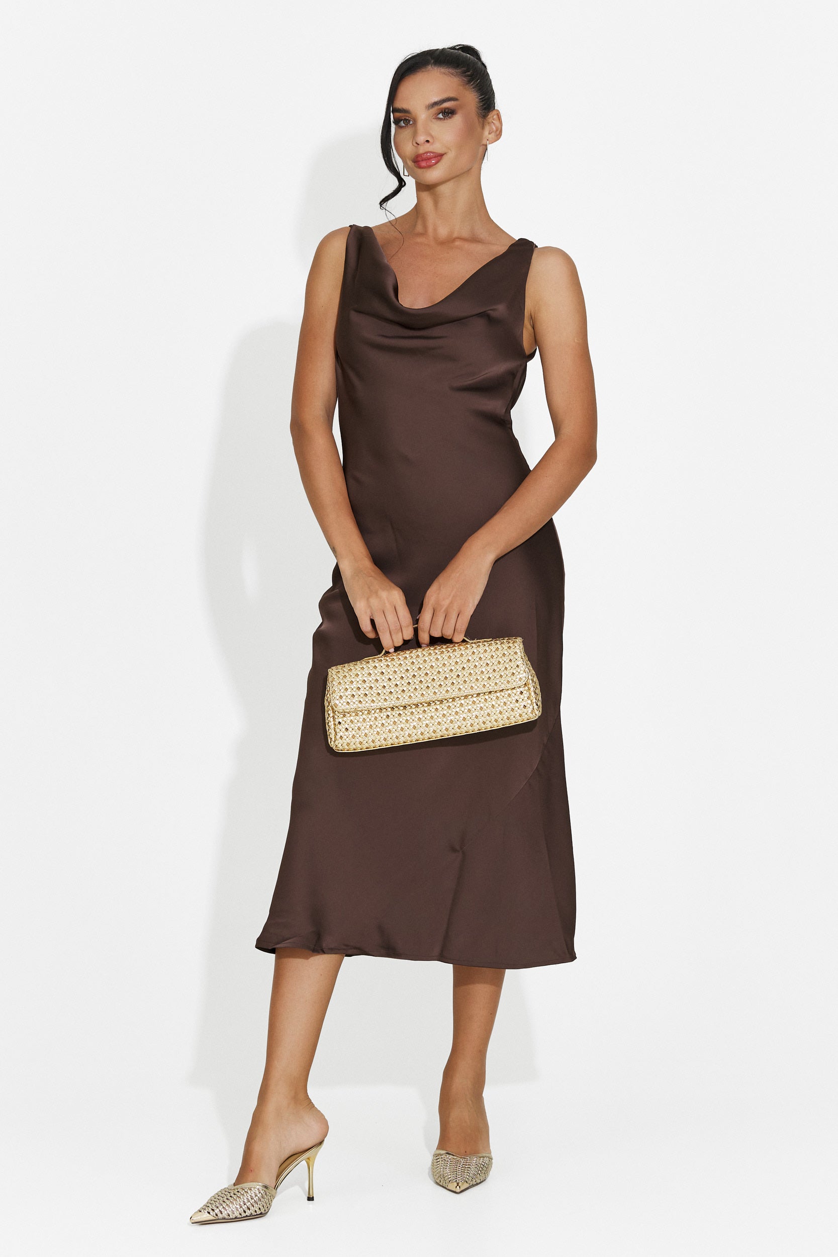 Abito donna midi marrone Aliria Bogas
