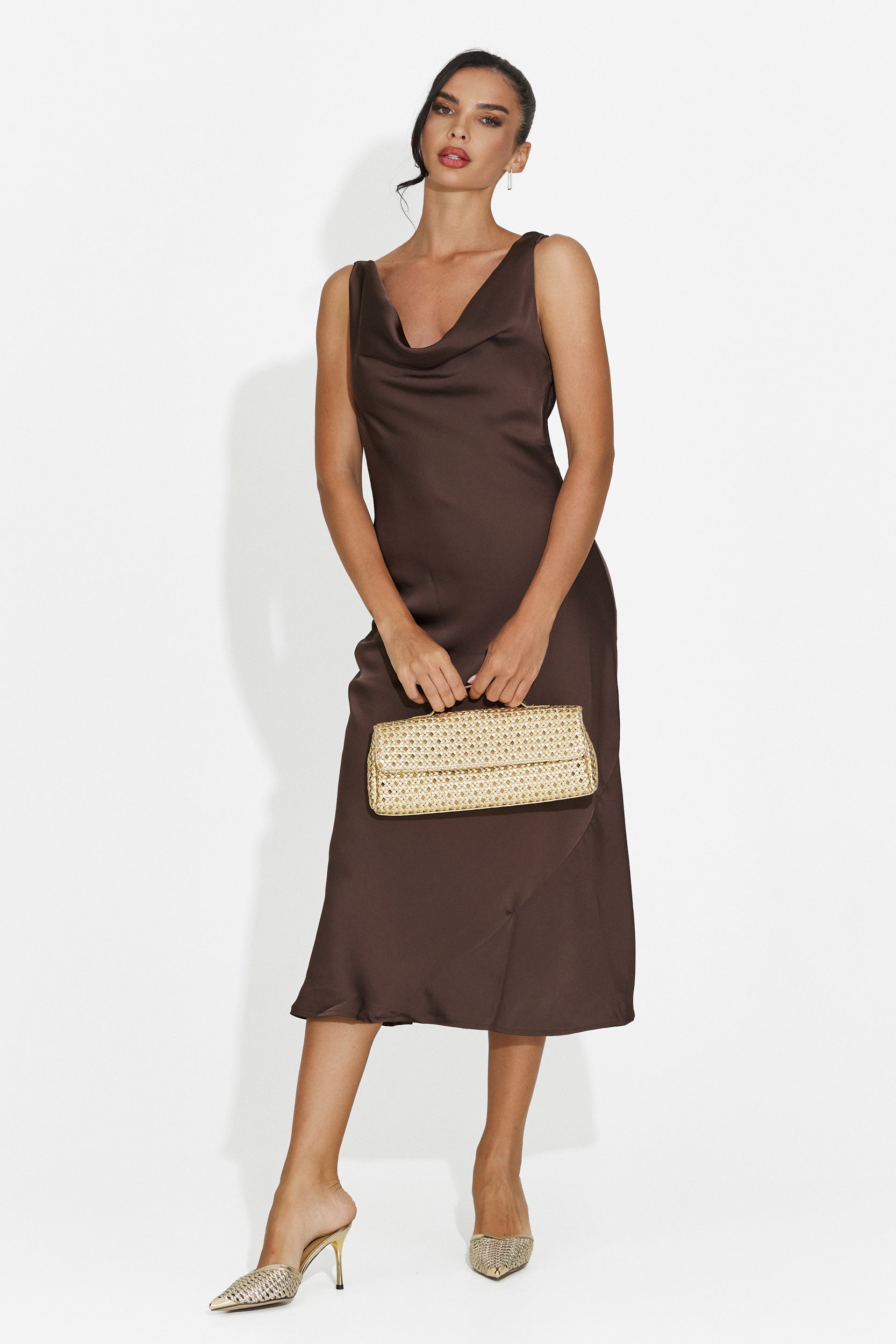 Abito donna midi marrone Aliria Bogas