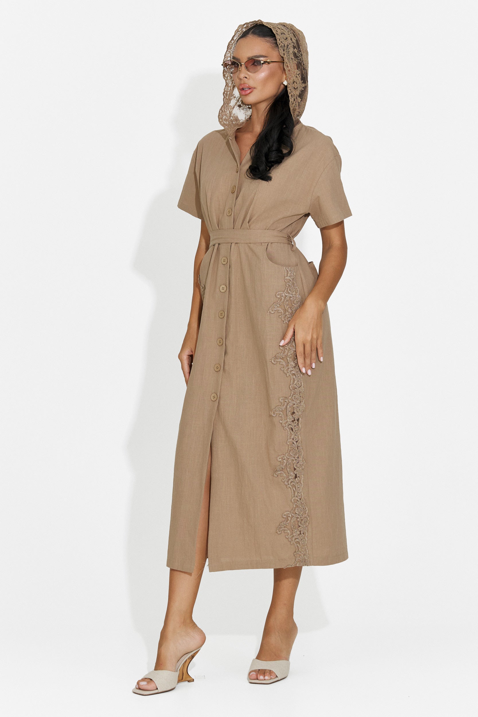 Vestito donna midi marrone Aneira Bogas
