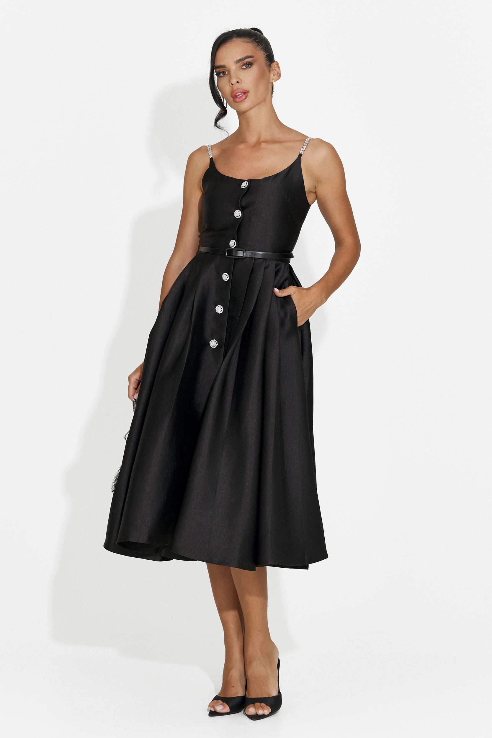 Vestito donna midi nero Florinela Bogas