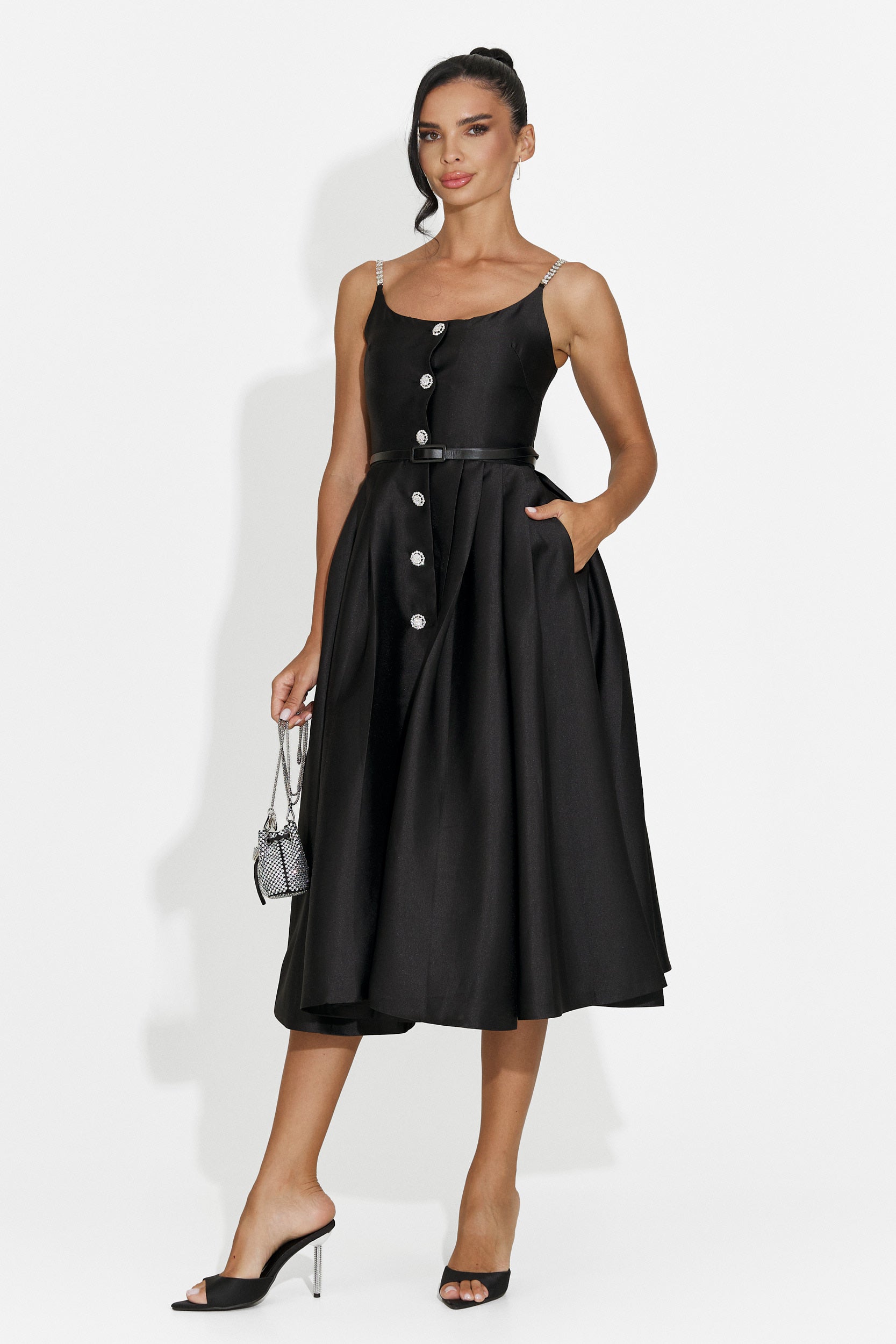 Vestito donna midi nero Florinela Bogas