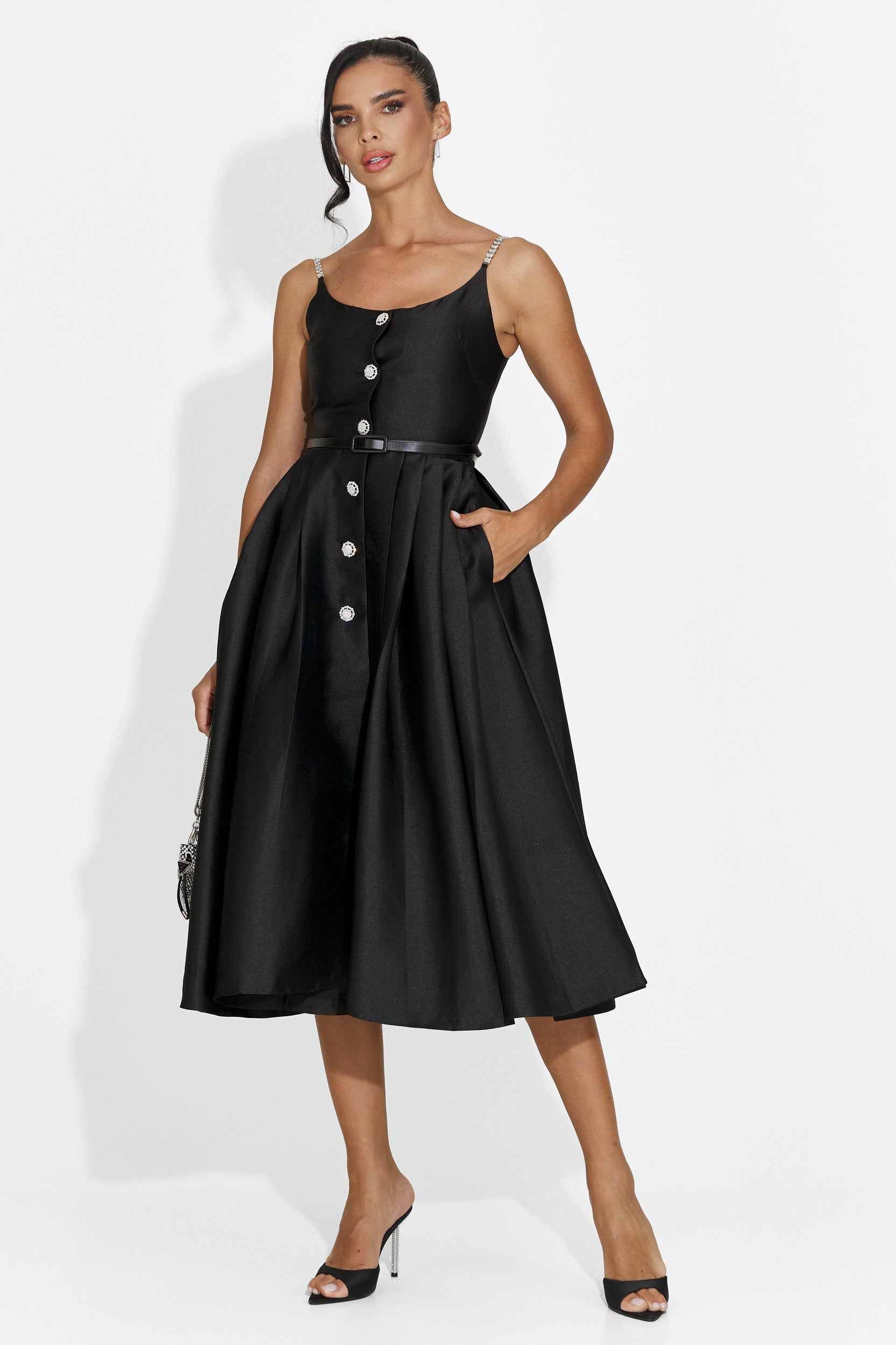 Vestito donna midi nero Florinela Bogas