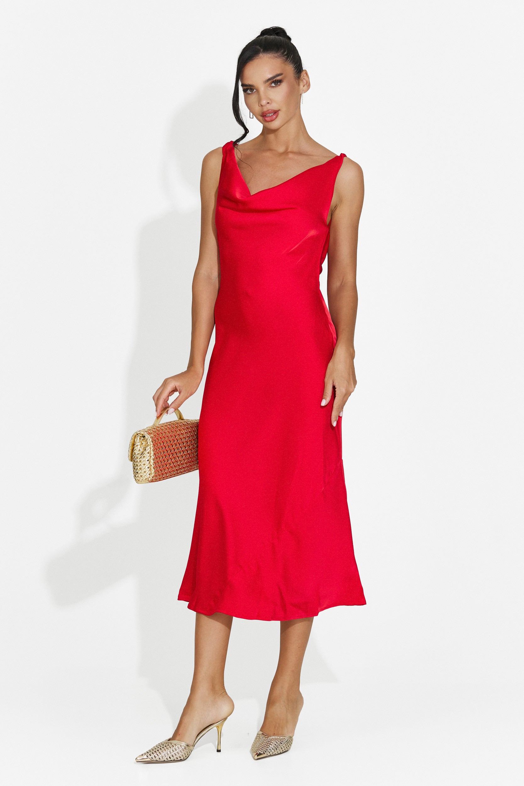 Abito donna midi rosso Aliria Bogas
