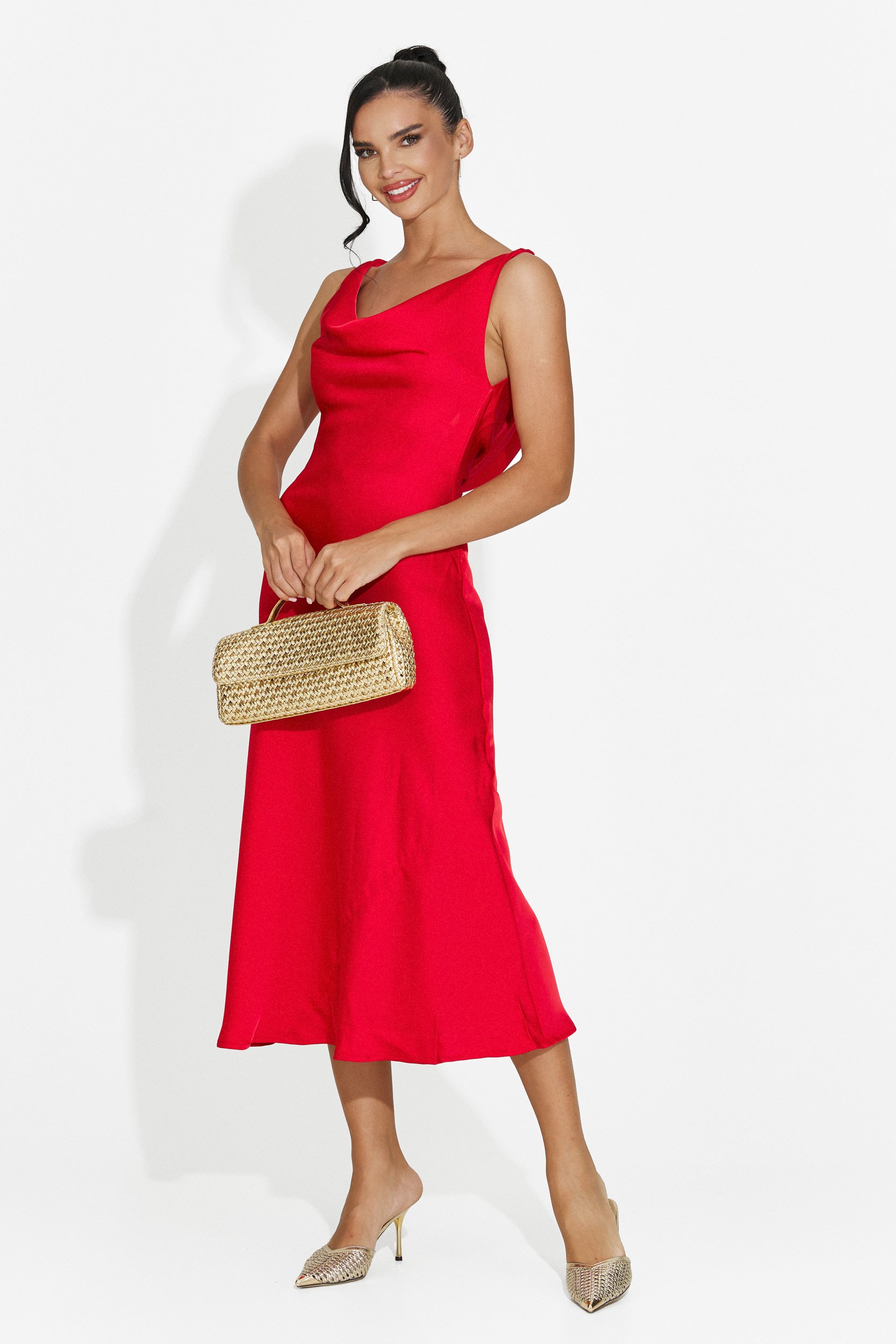 Abito donna midi rosso Aliria Bogas