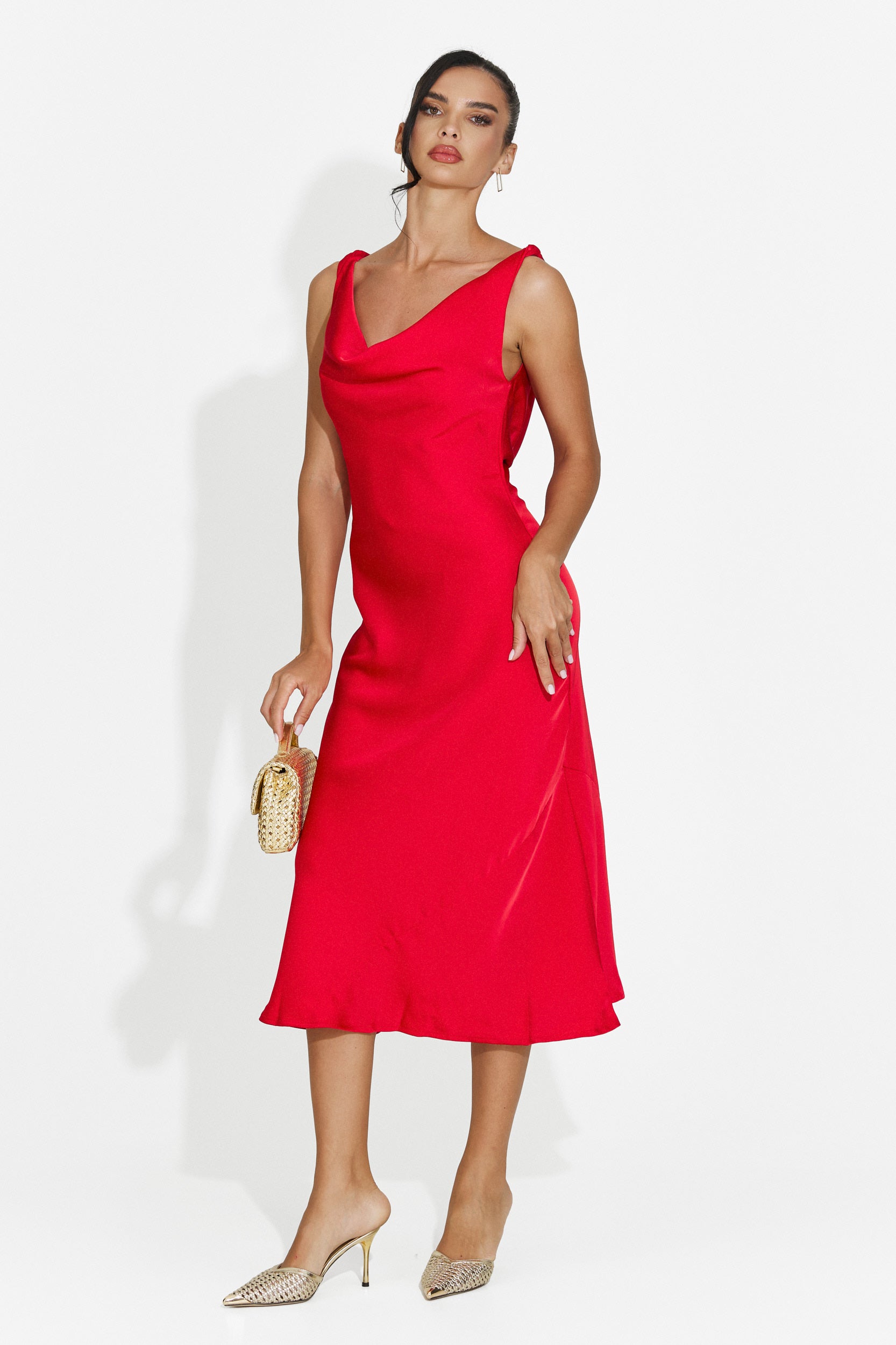 Abito donna midi rosso Aliria Bogas