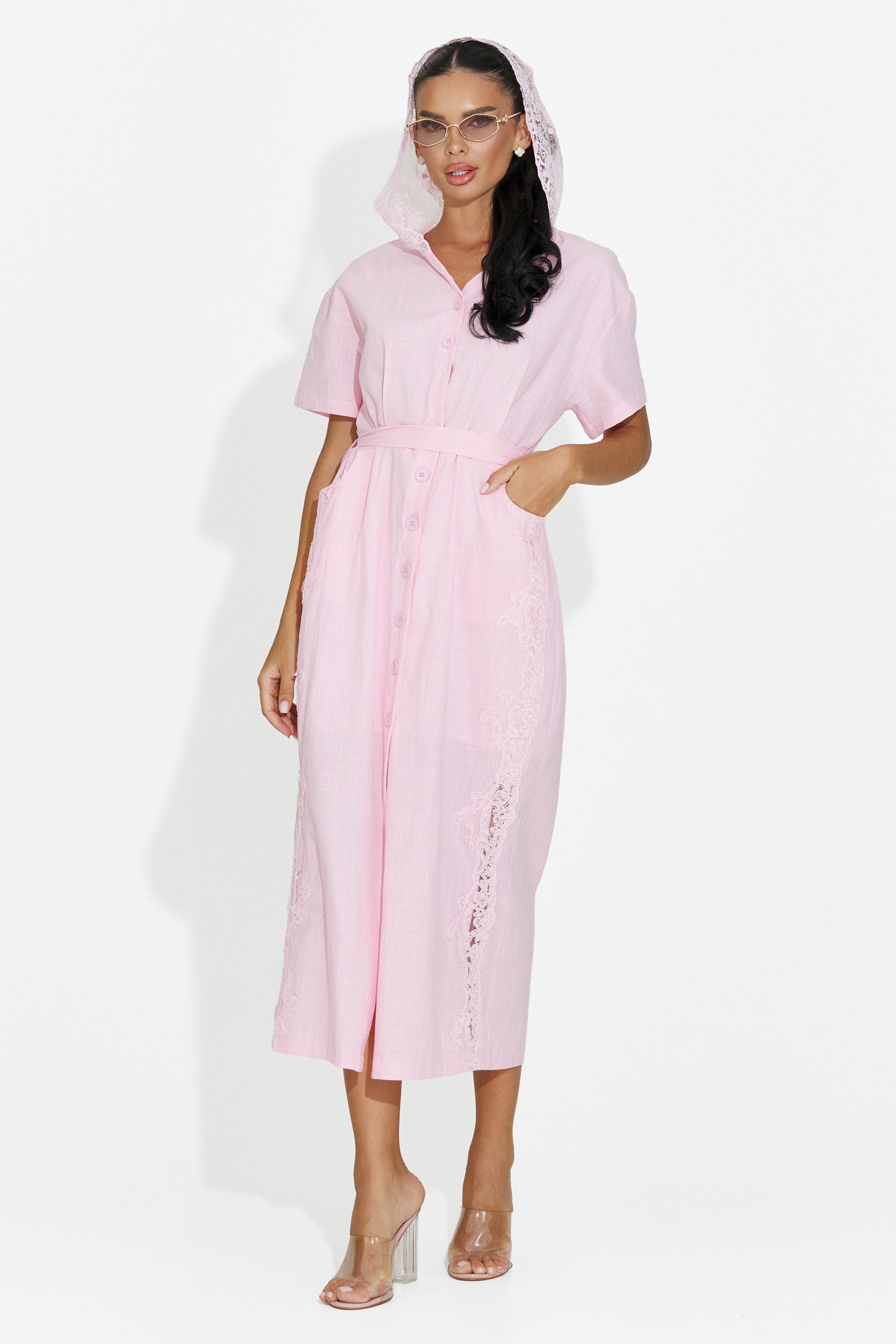Vestito donna midi rosa Aneira Bogas