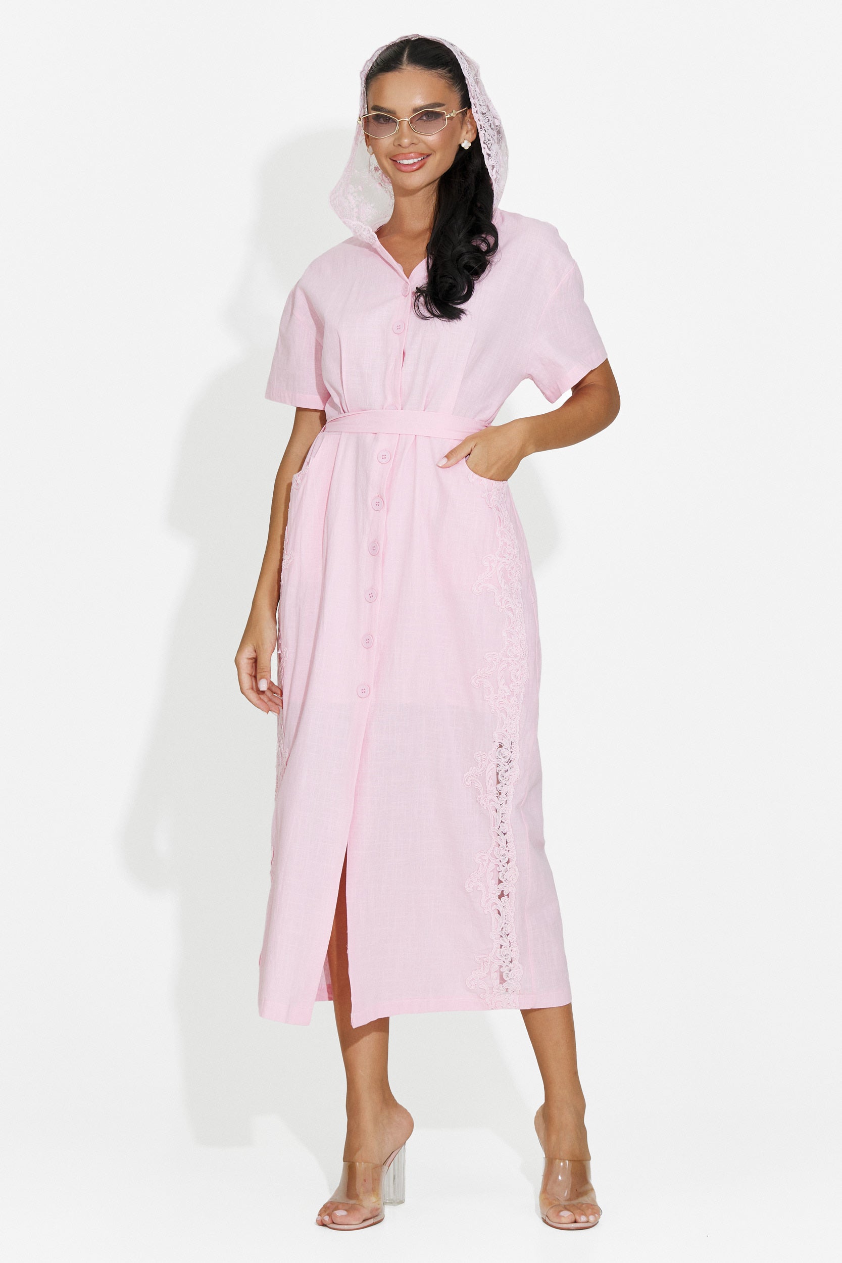 Vestito donna midi rosa Aneira Bogas