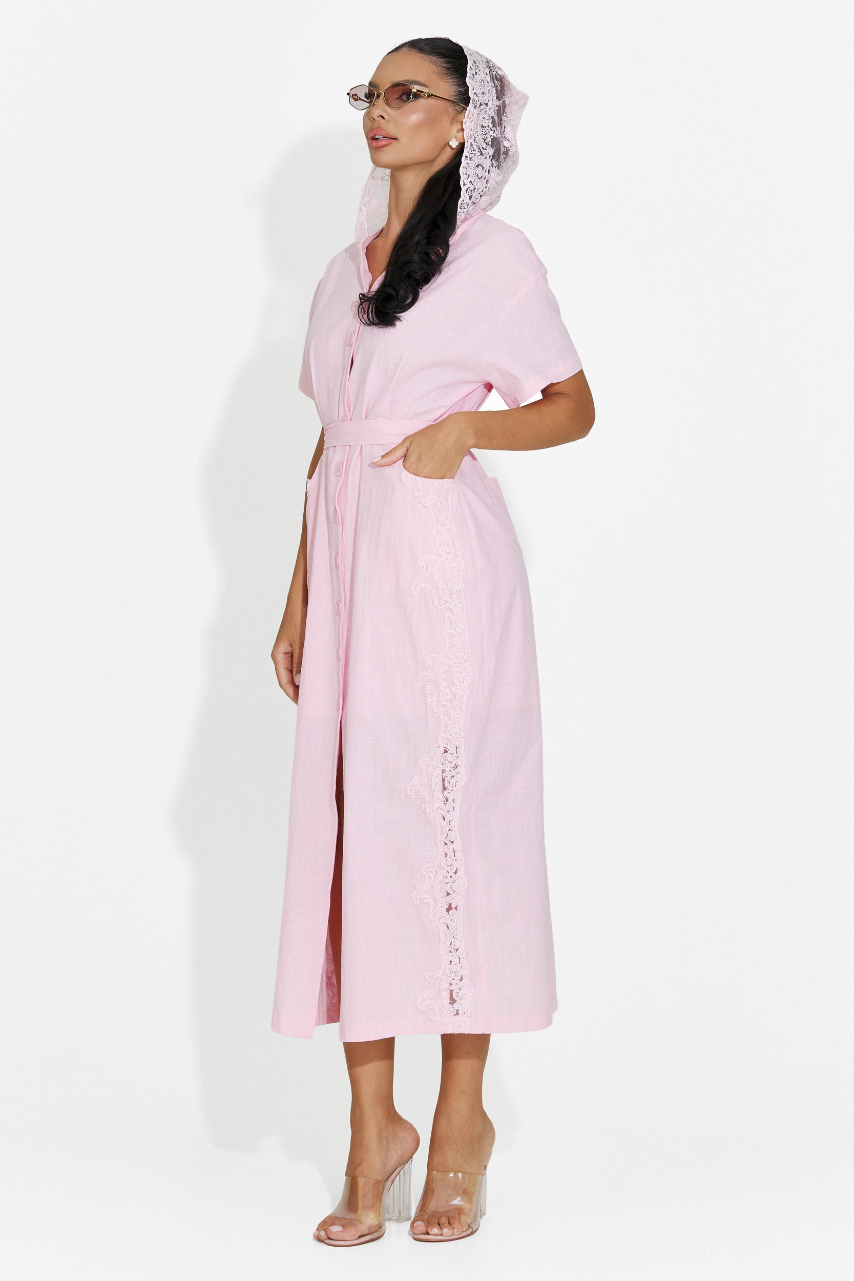 Vestito donna midi rosa Aneira Bogas
