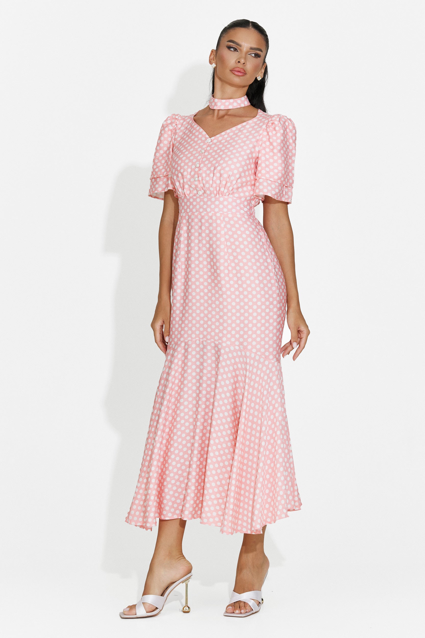 Abito donna midi rosa Antoneia Bogas