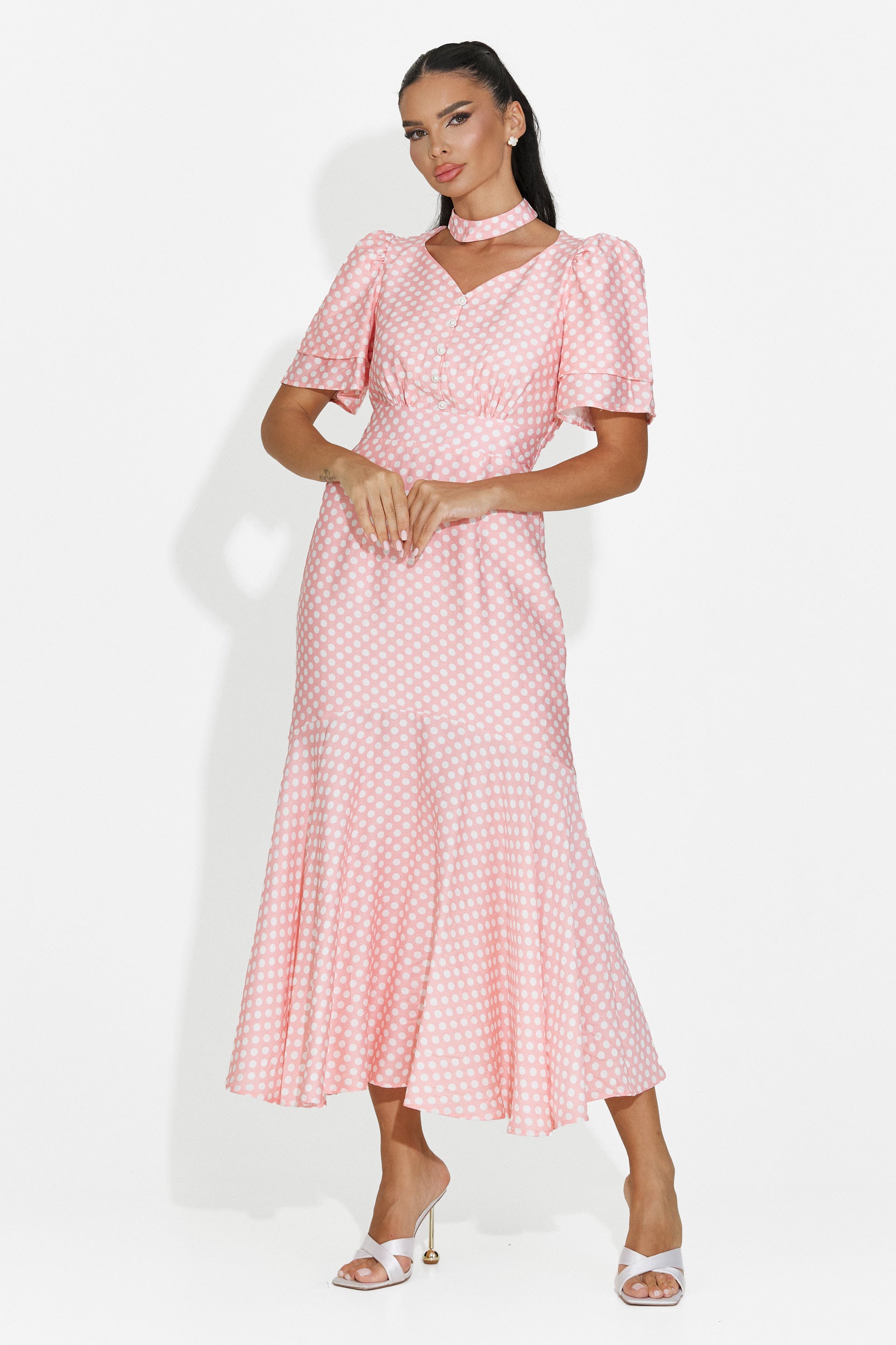 Abito donna midi rosa Antoneia Bogas