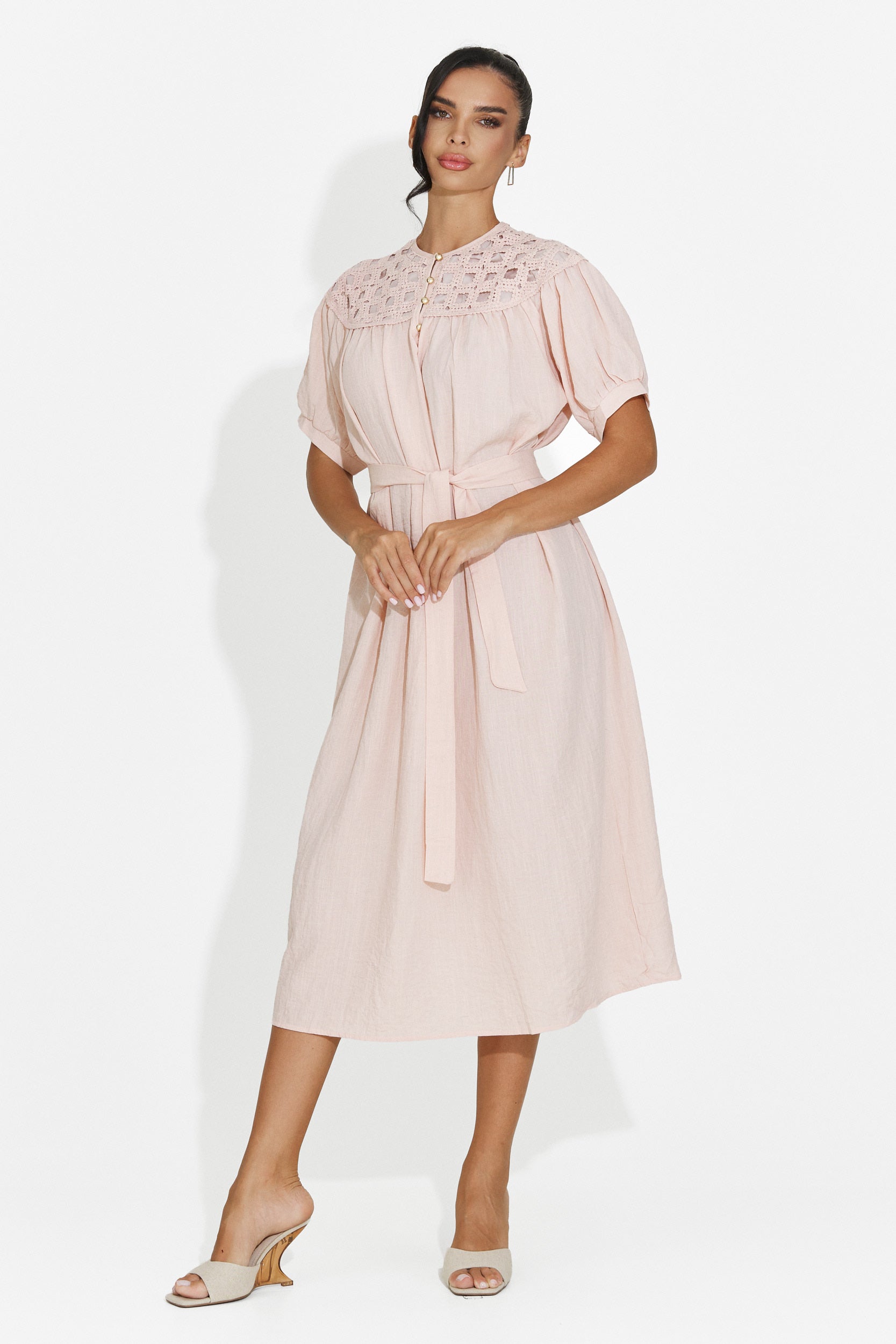 Abito donna midi rosa Olema Bogas