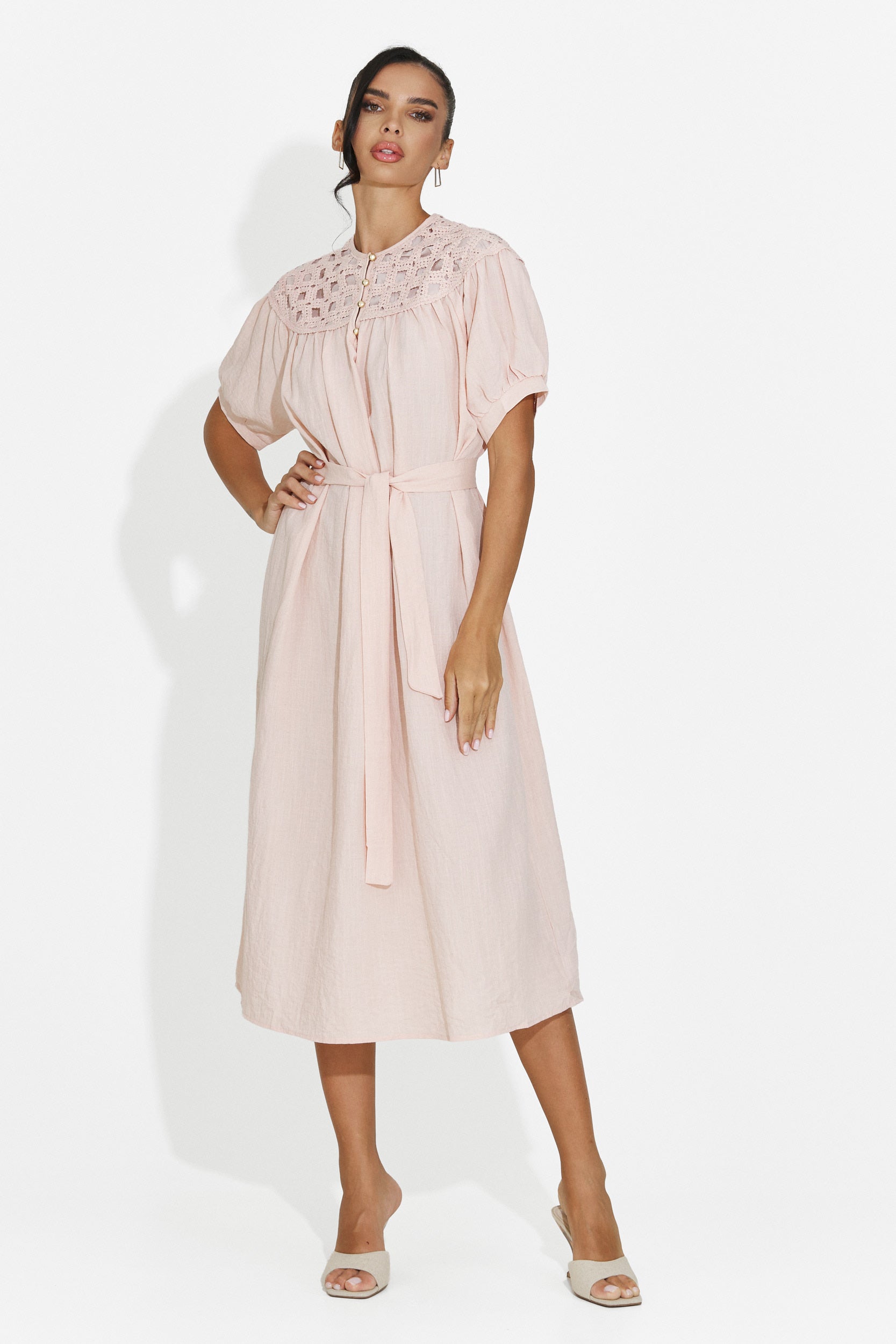 Abito donna midi rosa Olema Bogas