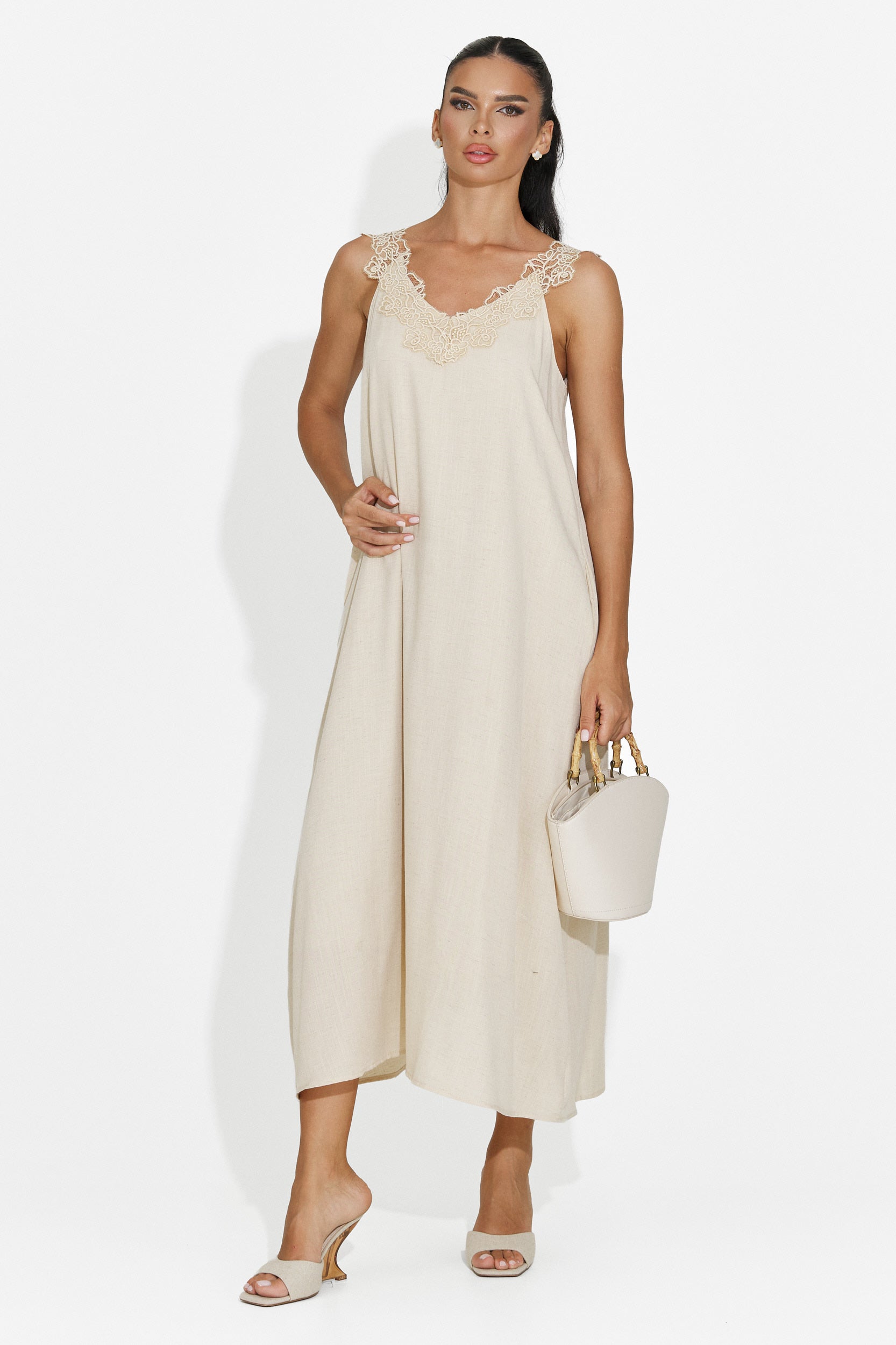 Vestito corto da donna beige Clarinia Bogas