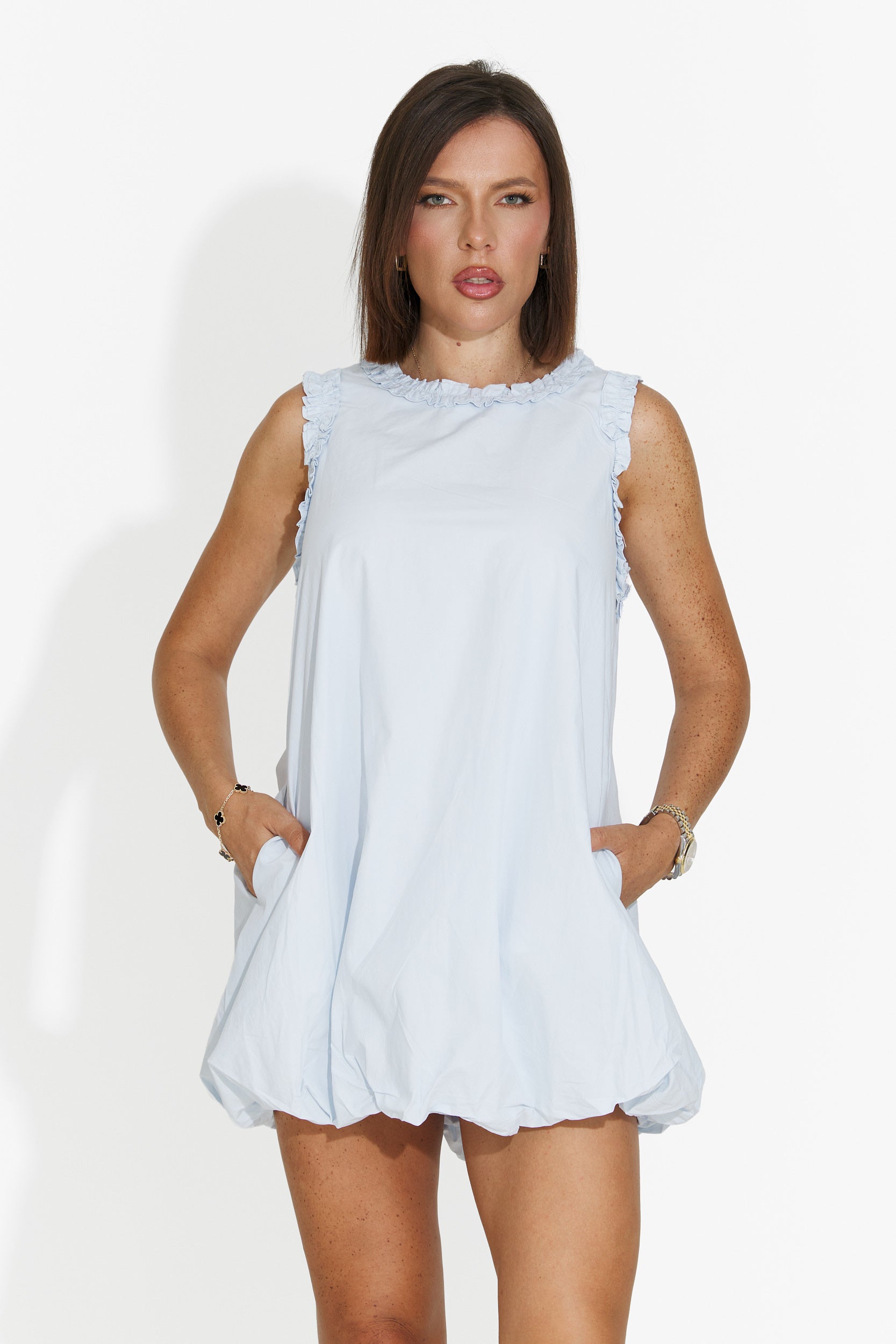 Abito corto da donna azzurro Mauricia Bogas