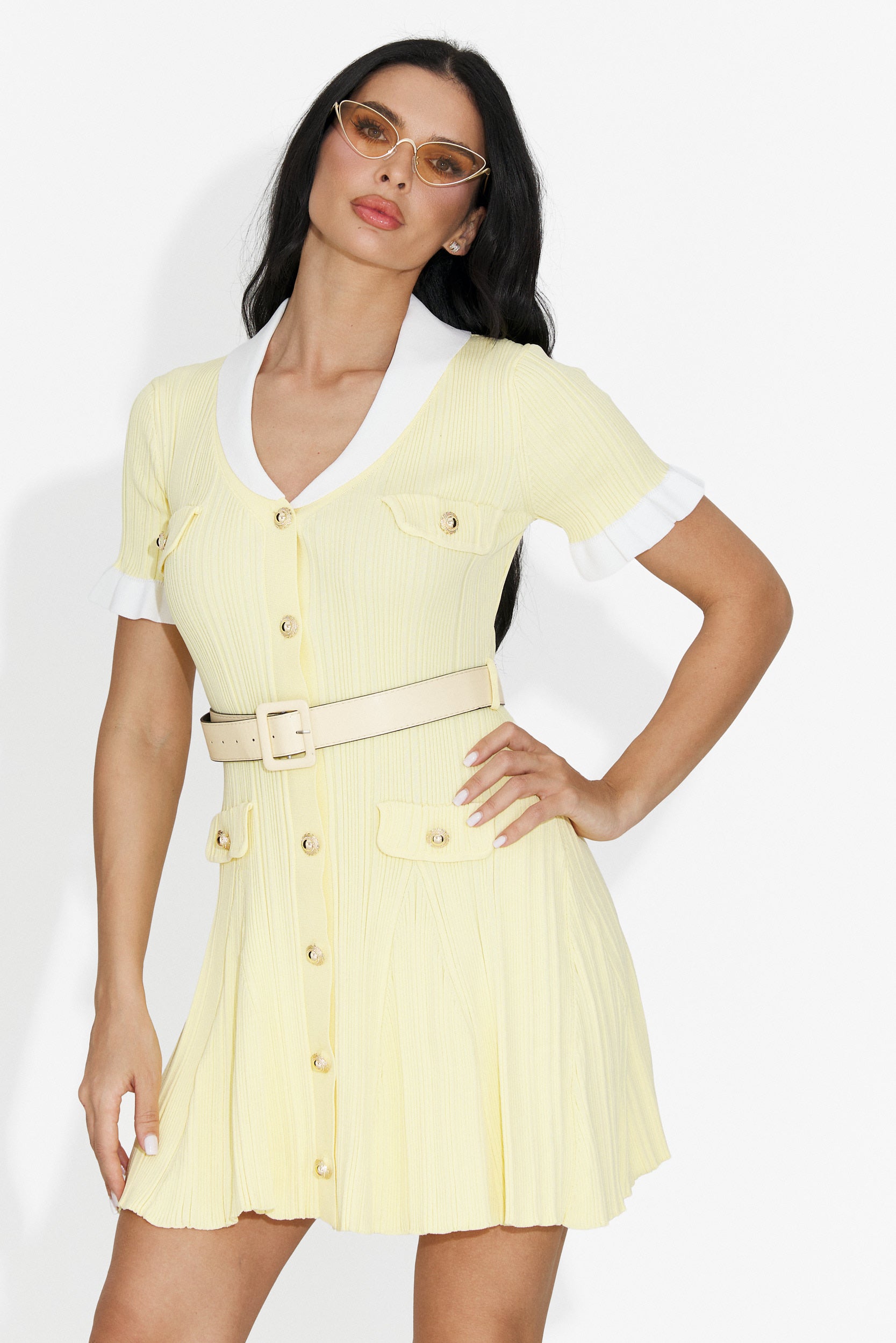 Vestito Giallo Corto da Donna di Casanda Bogas