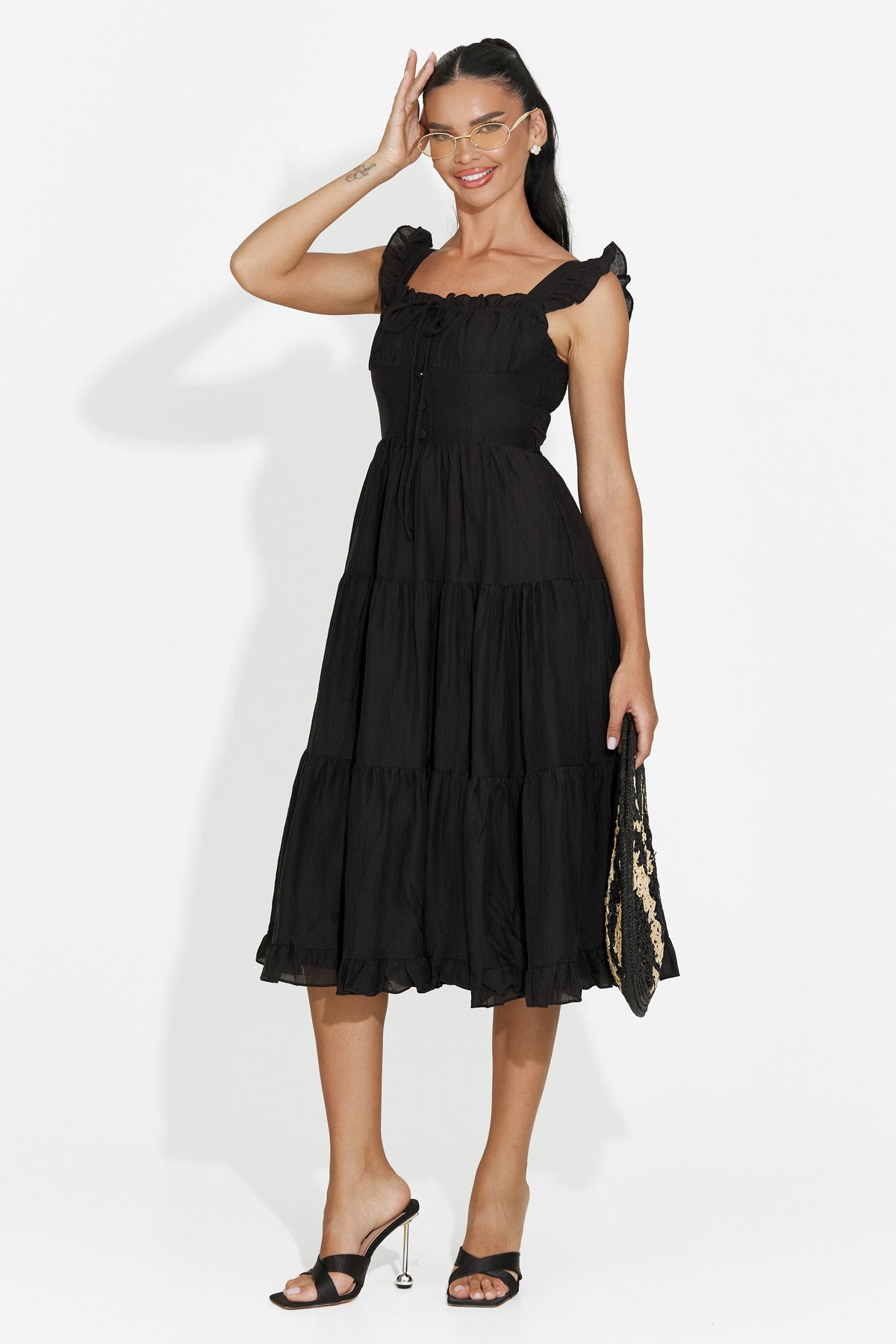 Vestito corto da donna nero Camenia Bogas, immagine 1 di 6