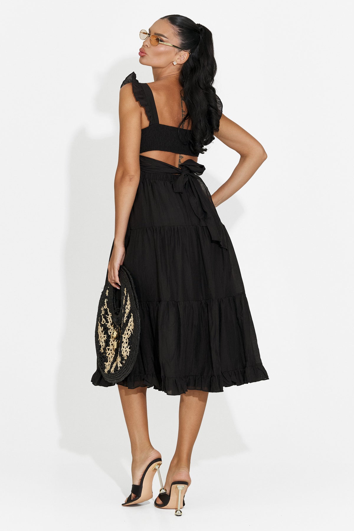 Vestito corto da donna nero Camenia Bogas, immagine 5 di 6