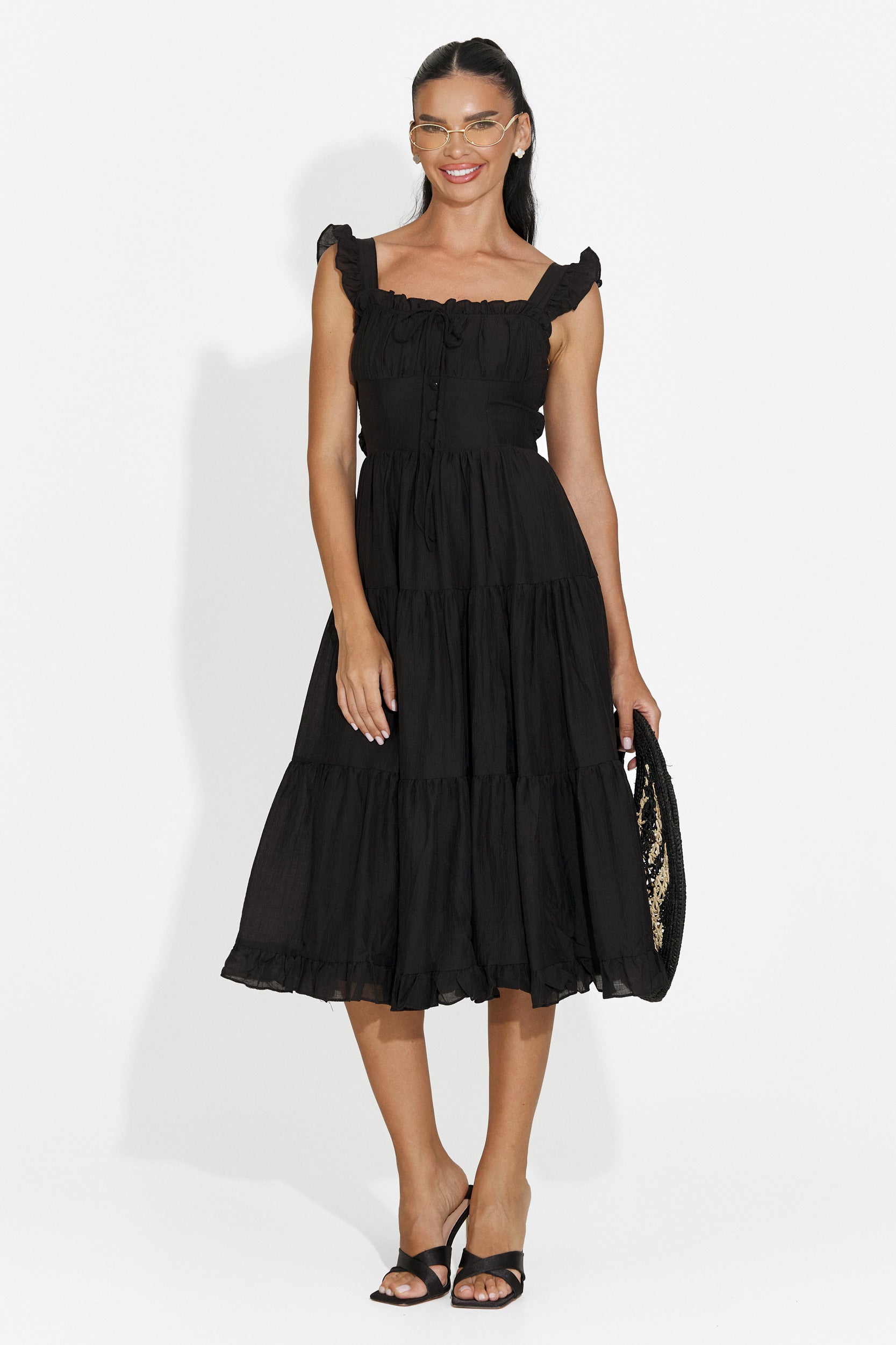 Abito donna corto nero Camenia Bogas