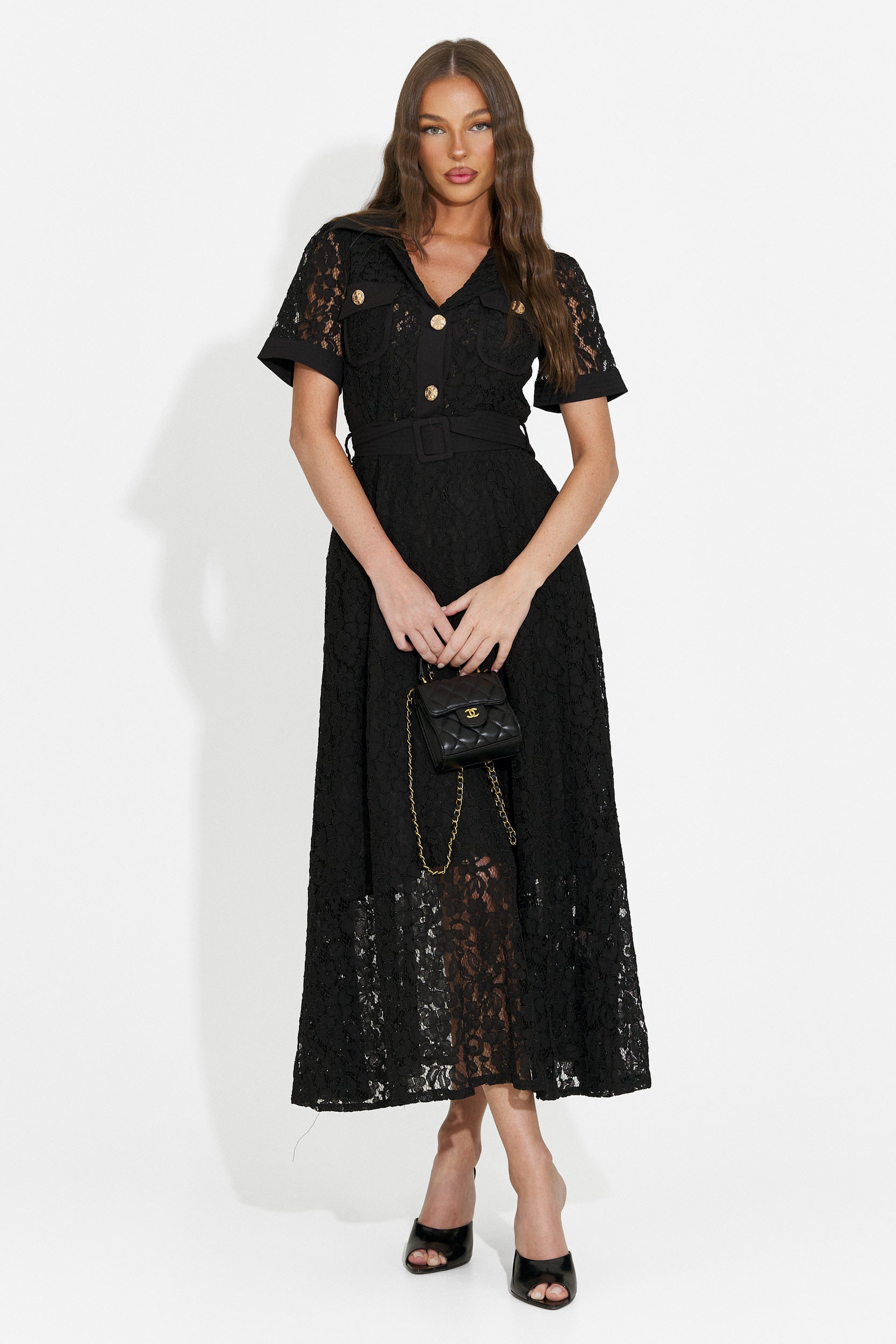 Vestito donna lungo nero Vosira Bogas