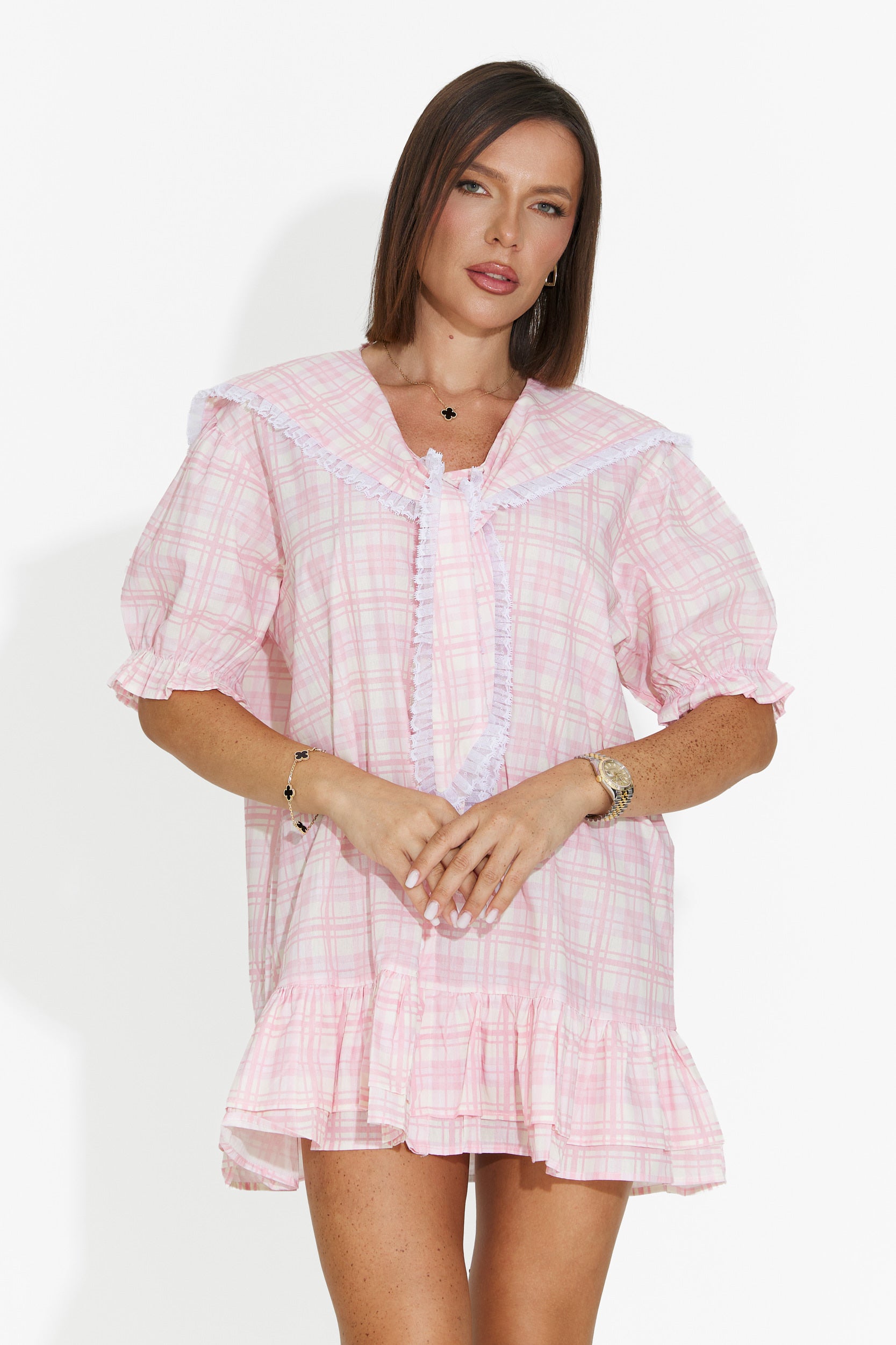 Vestito donna corto tipo camicia rosa Beshoka Bogas