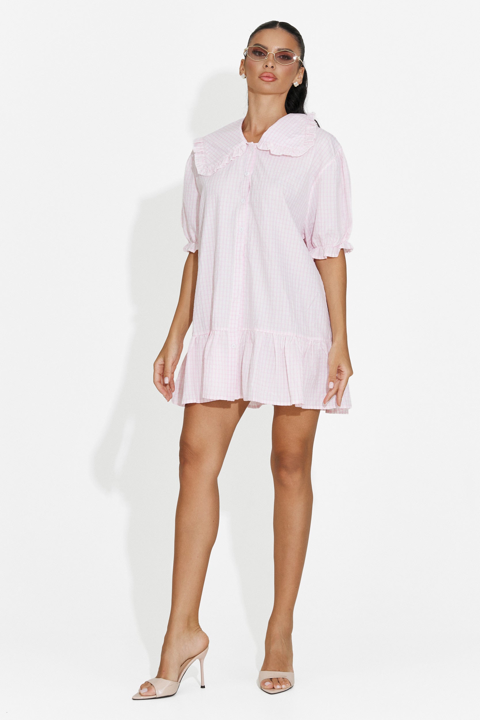 Abito donna tipo camicia corto rosa Dolima Bogas
