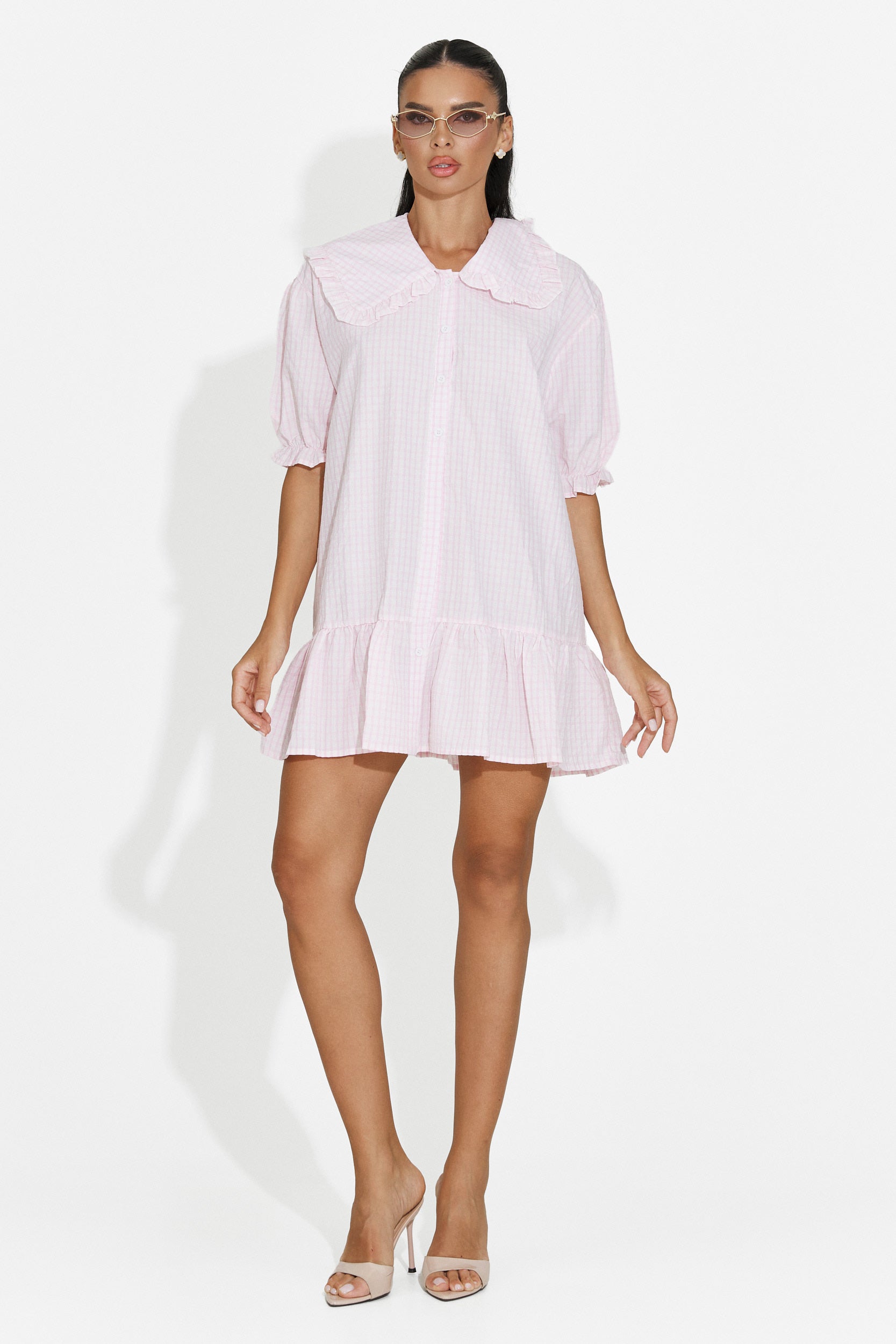 Abito donna tipo camicia corto rosa Dolima Bogas