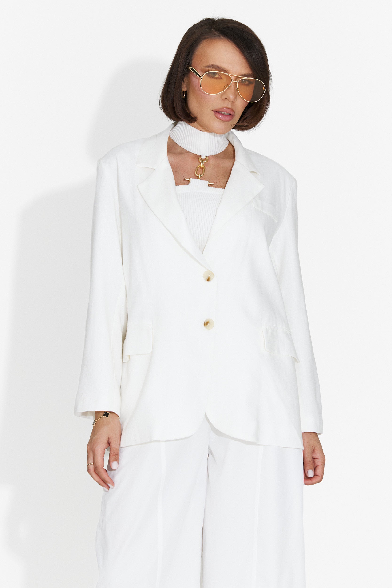 Blazer Casual Bianco da Donna di Foxglove Bogas